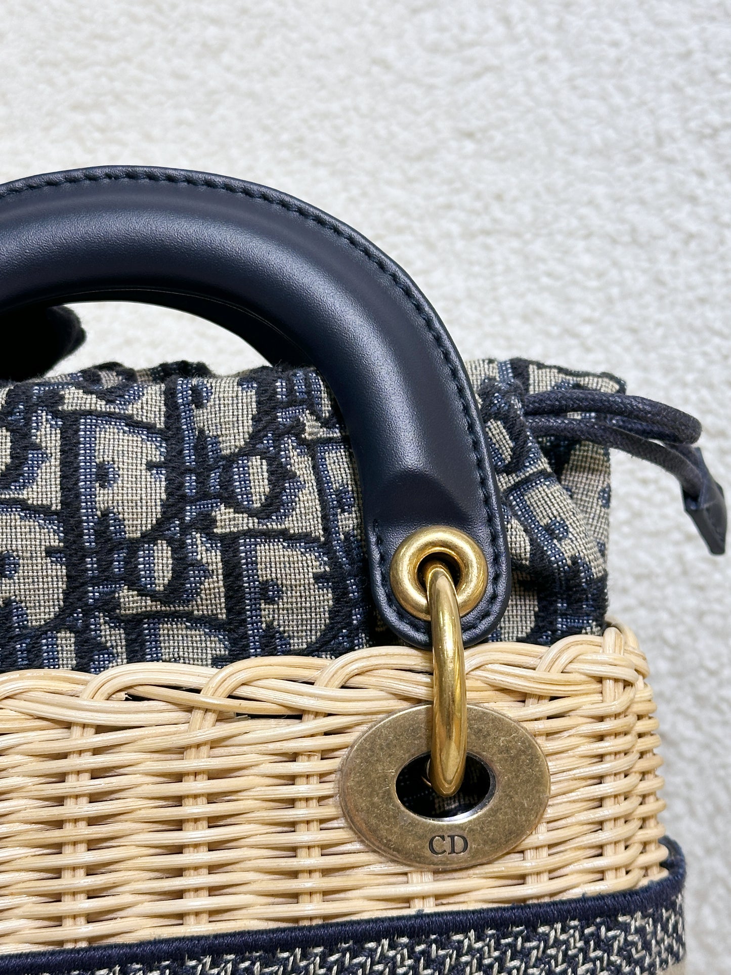 Christian Dior Bicolor Wicker Jacquard Mini Lady Dior Bag