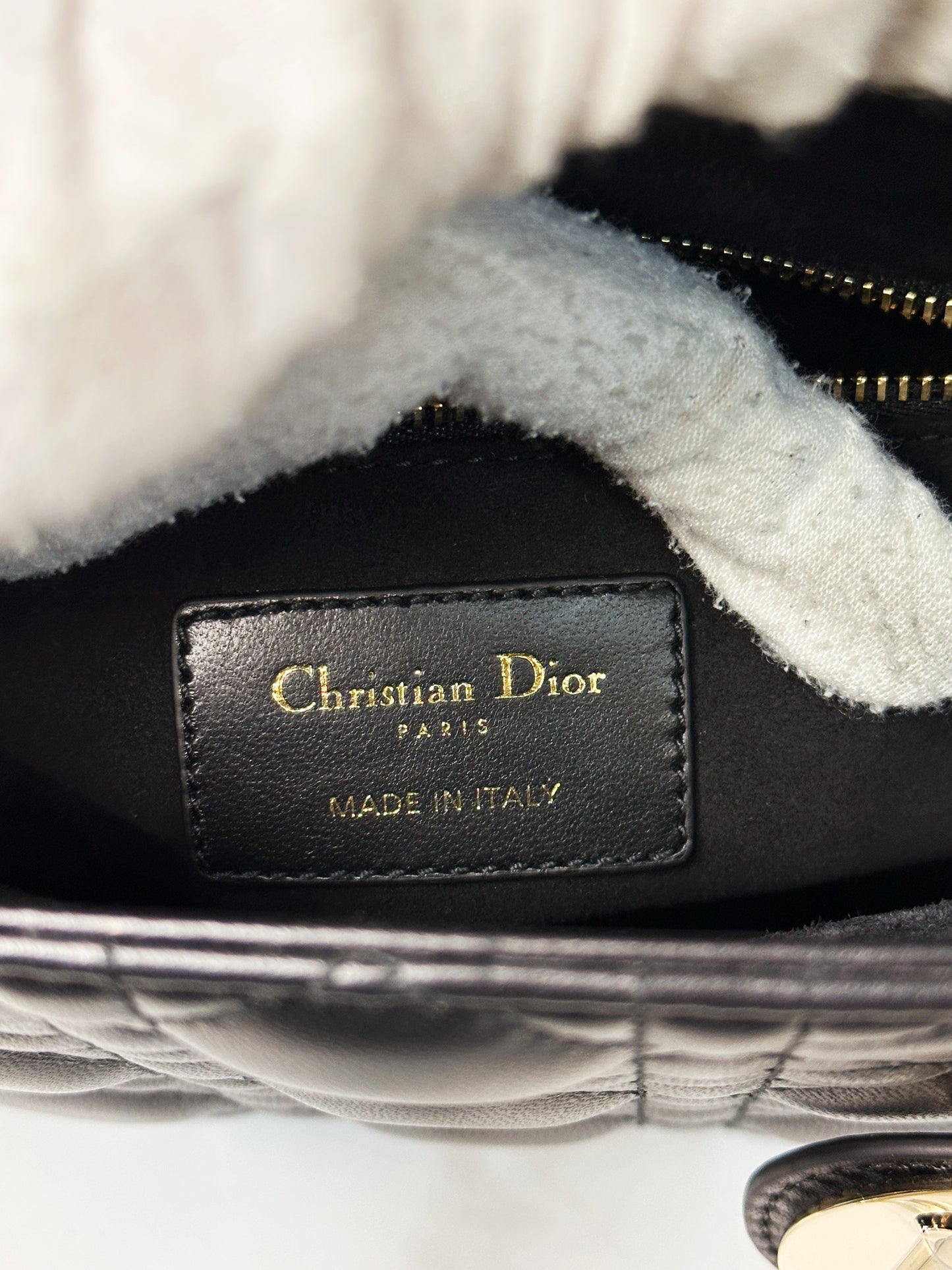 Christian Dior Small Cannage Lambskin My Lady Dior ABC Bag Black GHW