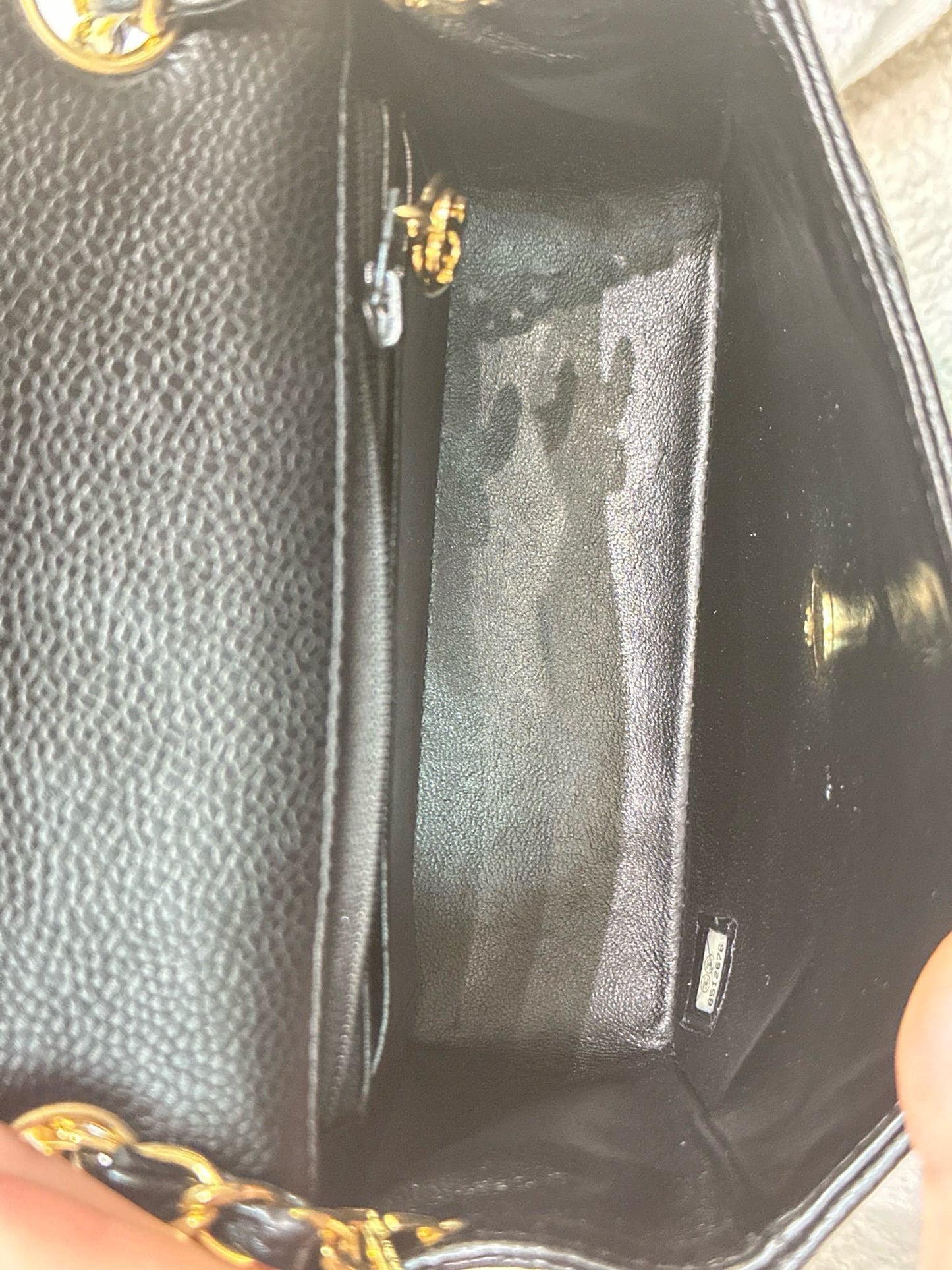 Chanel Mini Square Caviar Classic Flap Chain Shoulder Bag Black GHW(inside corner lightly touched)
