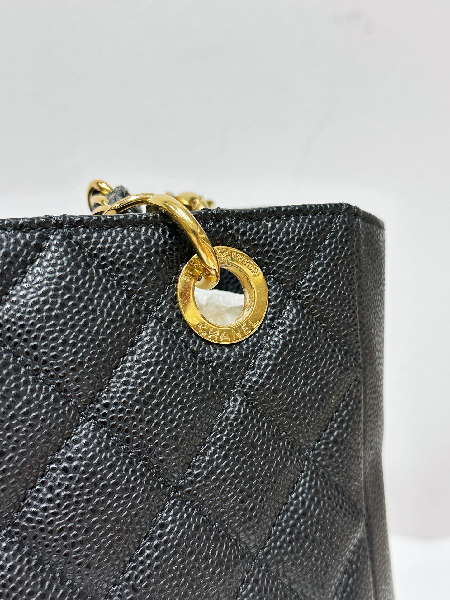 Chanel Caviar Quilted Petit Shopping Tote PST Black GHW 1602 holo card