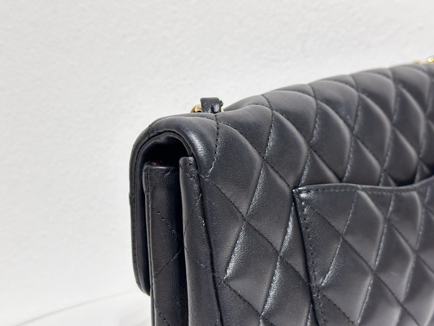 Chanel Lambskin East West Flap Bag Black GHW 1411 holo card