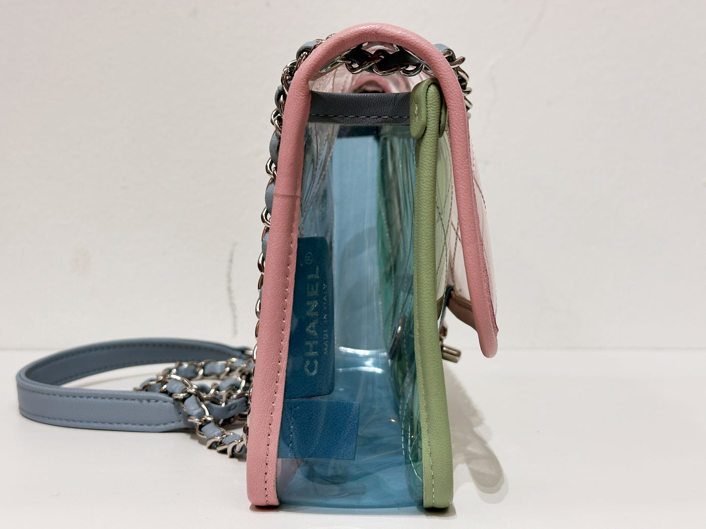 Chanel Coco Splash PVC Medium Flap Bag Pink/Green/Blue 25499 holo