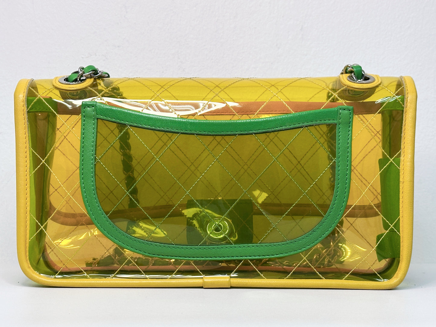 Chanel Yellow Coco Splash PVC Medium Flap Bag 2582 holo card