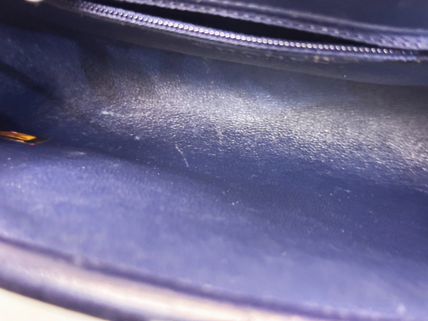 Chanel Quilted Timeless Kisslock Clutch Navy Blue Lambskin SHW 1890 holo card