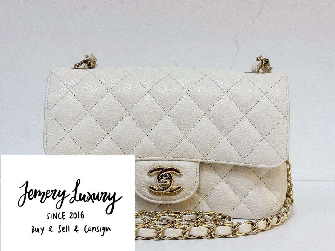 Chanel Mini Rectangle Caviar ivory 17C GHW 2339 holo