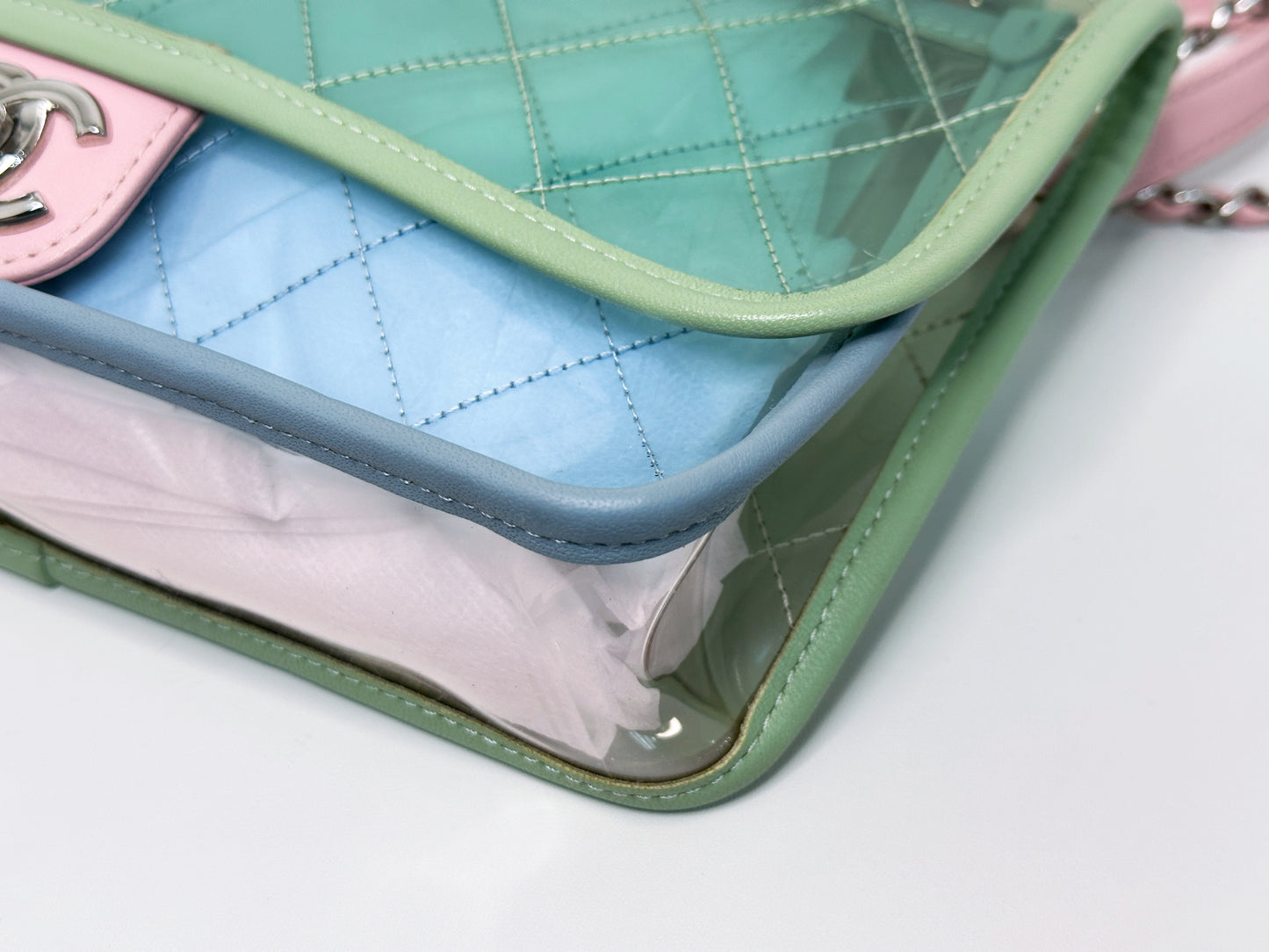 Chanel Coco Splash PVC Medium Flap Bag Green/Blue/Pink 254975 holo