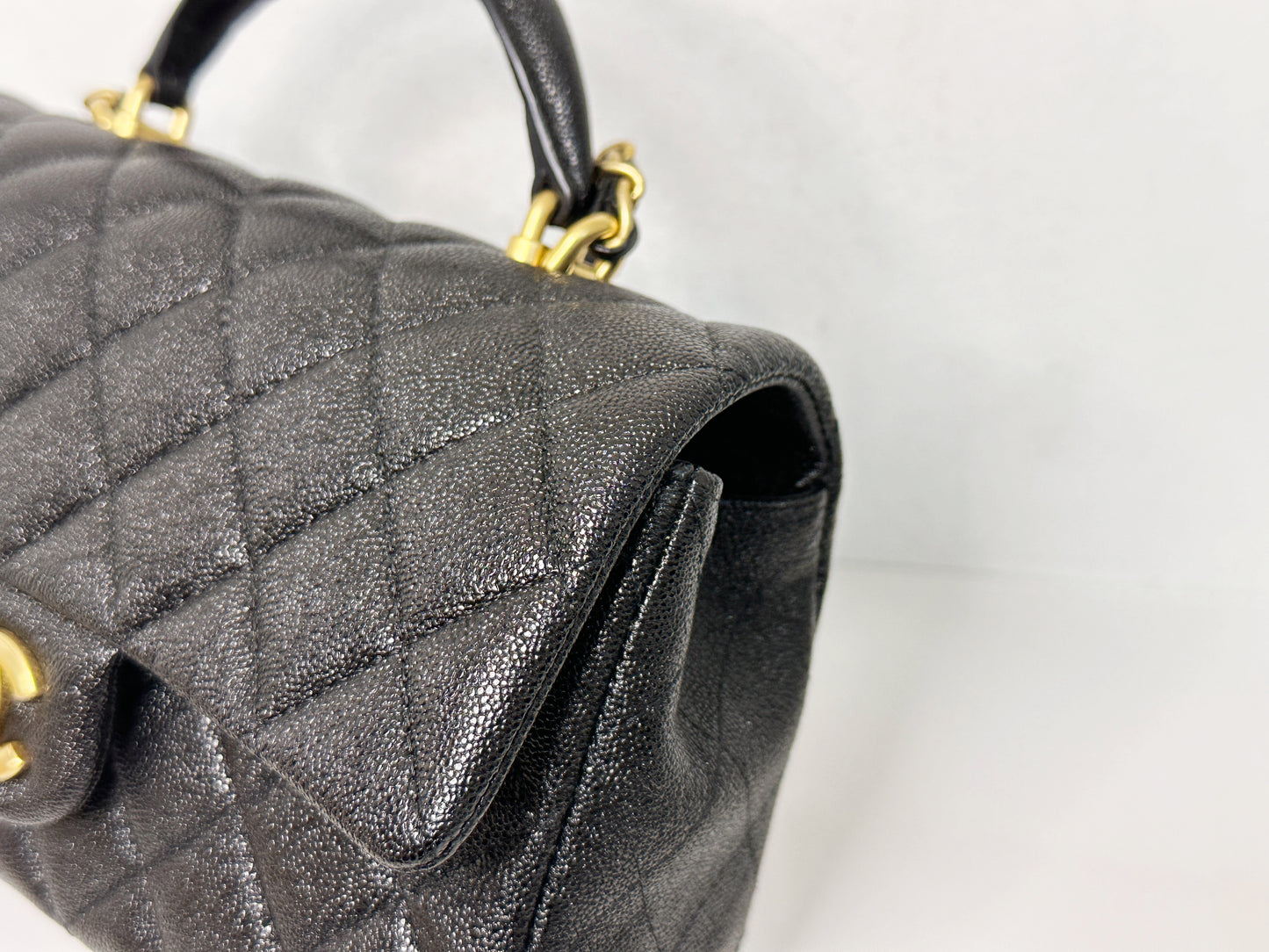 Chanel Mini Rectangular Top Handle Flap Bag Black Caviar GHW 3129 holo card