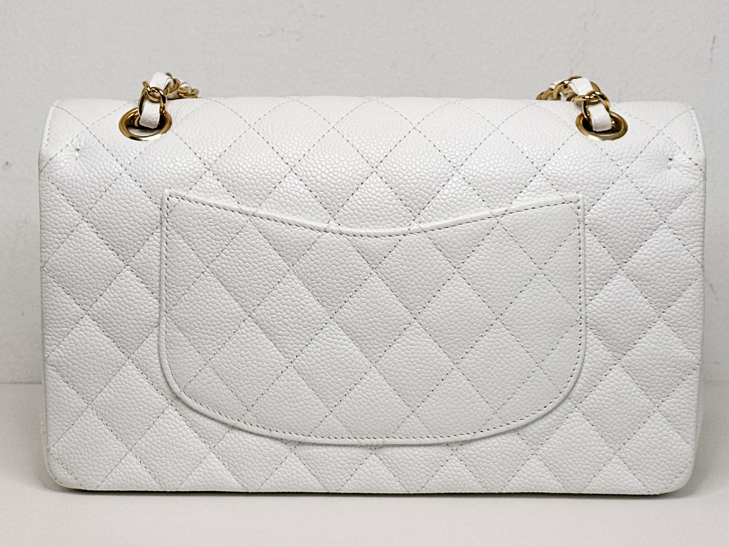Chanel White Caviar Medium Classic Double Flap Bag 1350 holo card