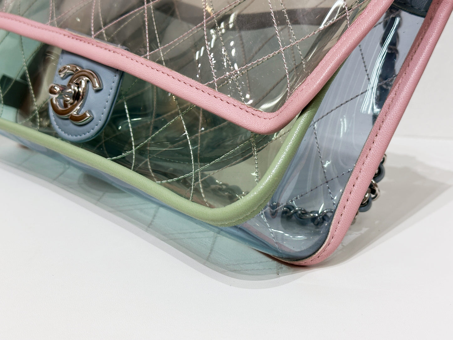 Chanel Coco Splash PVC Medium Flap Bag Pink/Green/Blue 25499 holo