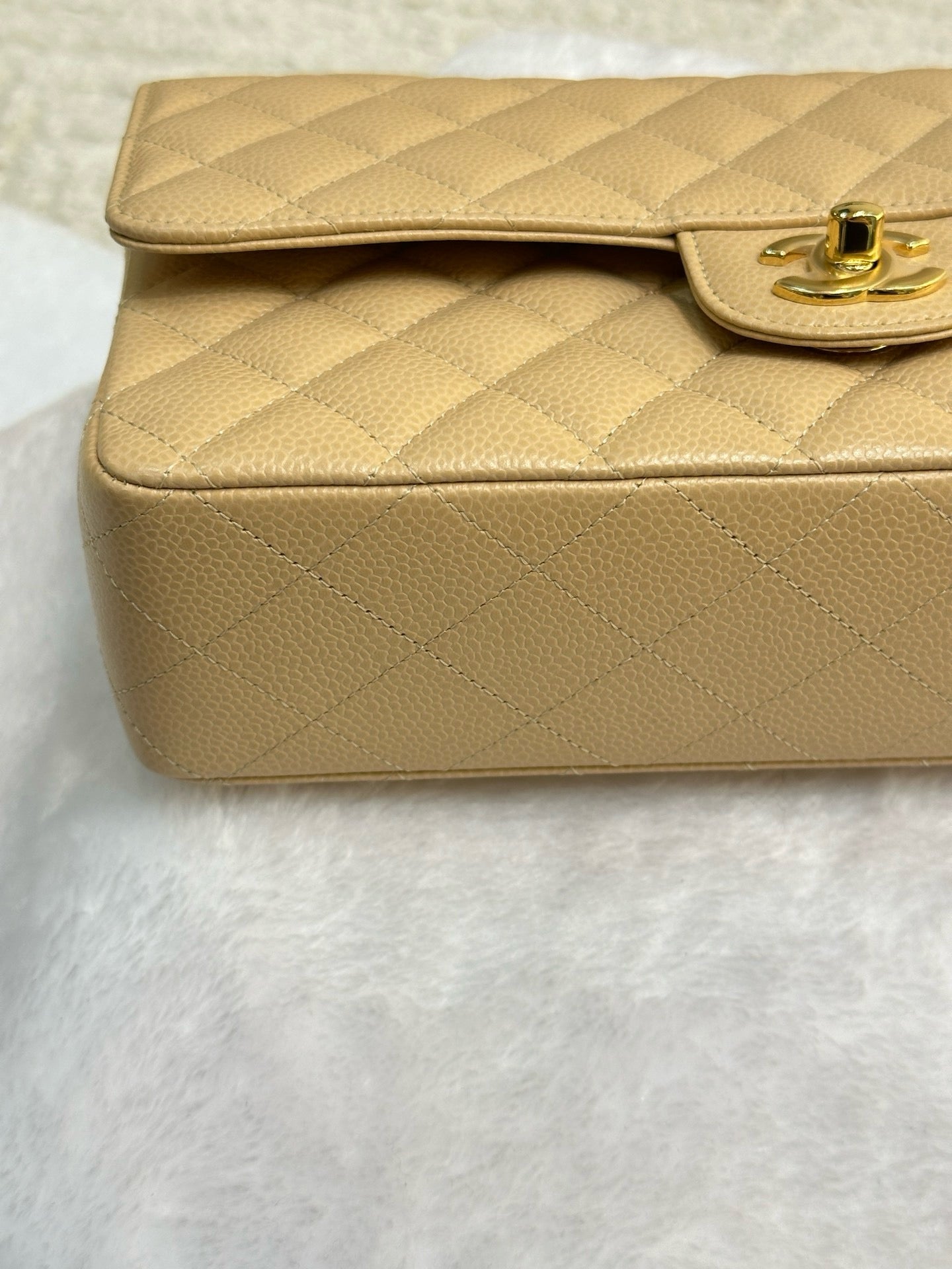 Chanel Medium Caviar Classic Double Flap Bag Beige