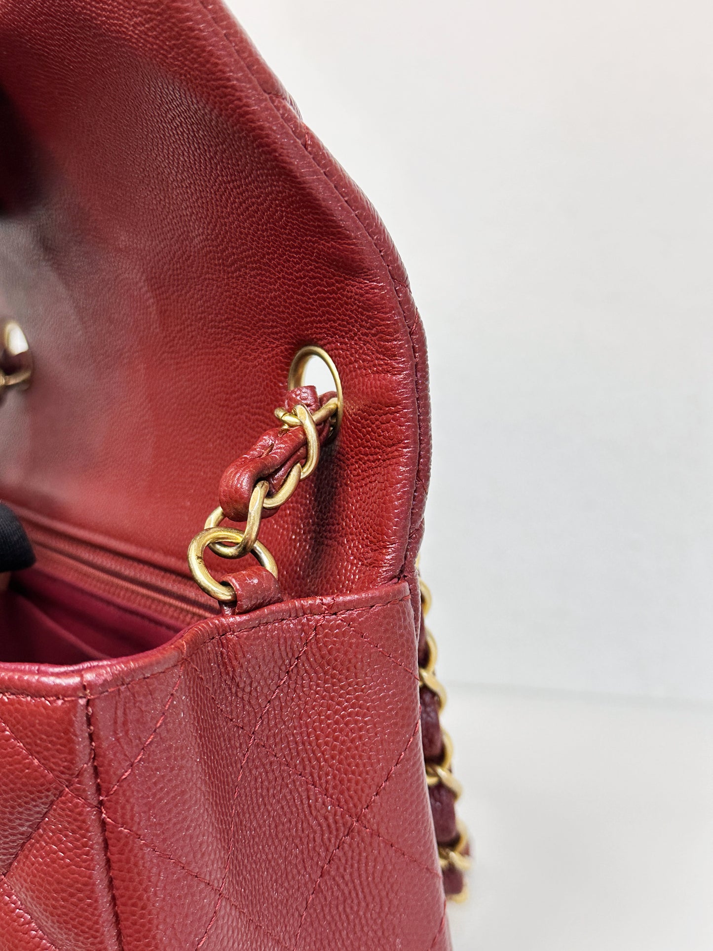 Chanel 18C Timeless Classic Caviar Mini Rectangular Flap Iridescent Maroon 2515 holo card
