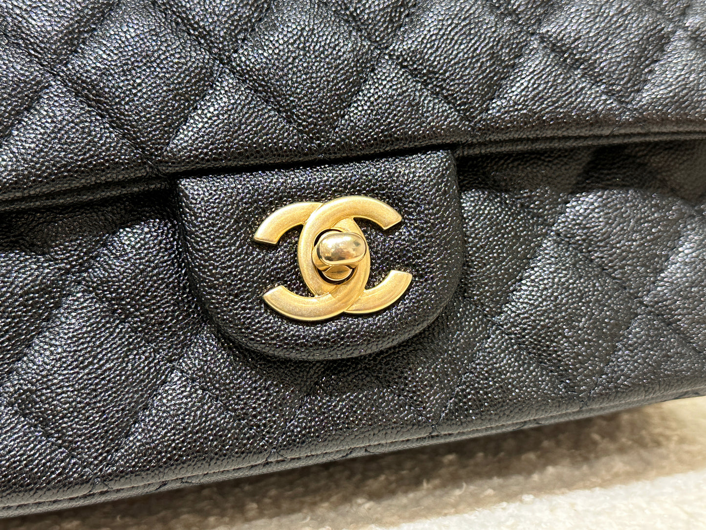 Chanel Mini Rectangular Top Handle Flap Bag Black Caviar GHW 3126 holo card