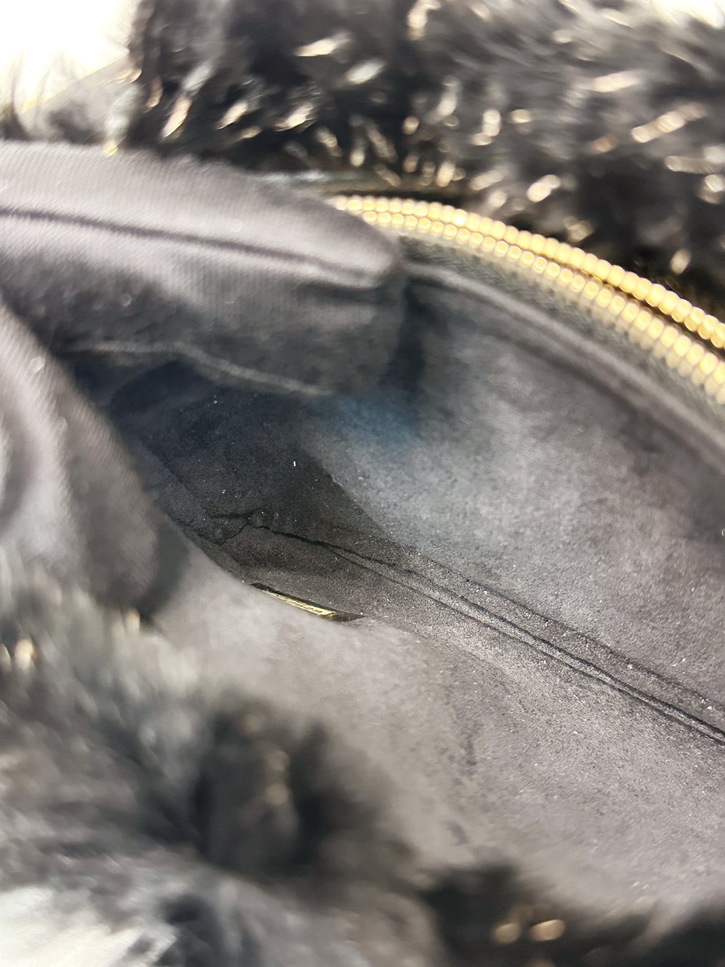 Chanel CC Black Fur Chain Clutch 2270 holo card