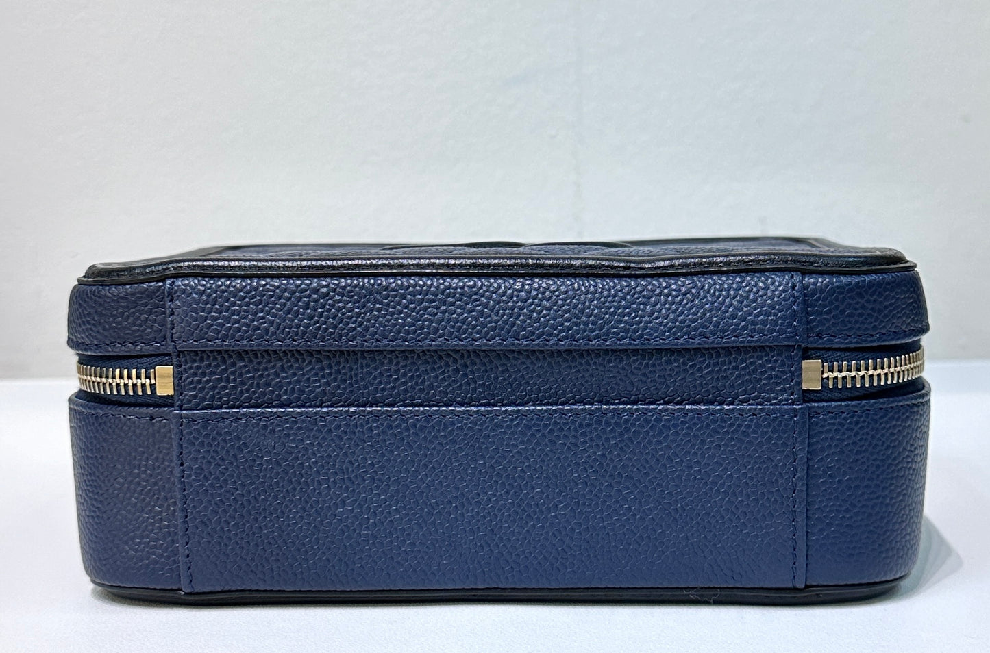 Chanel Filigree Vanity Case Quilted Caviar Medium Blue