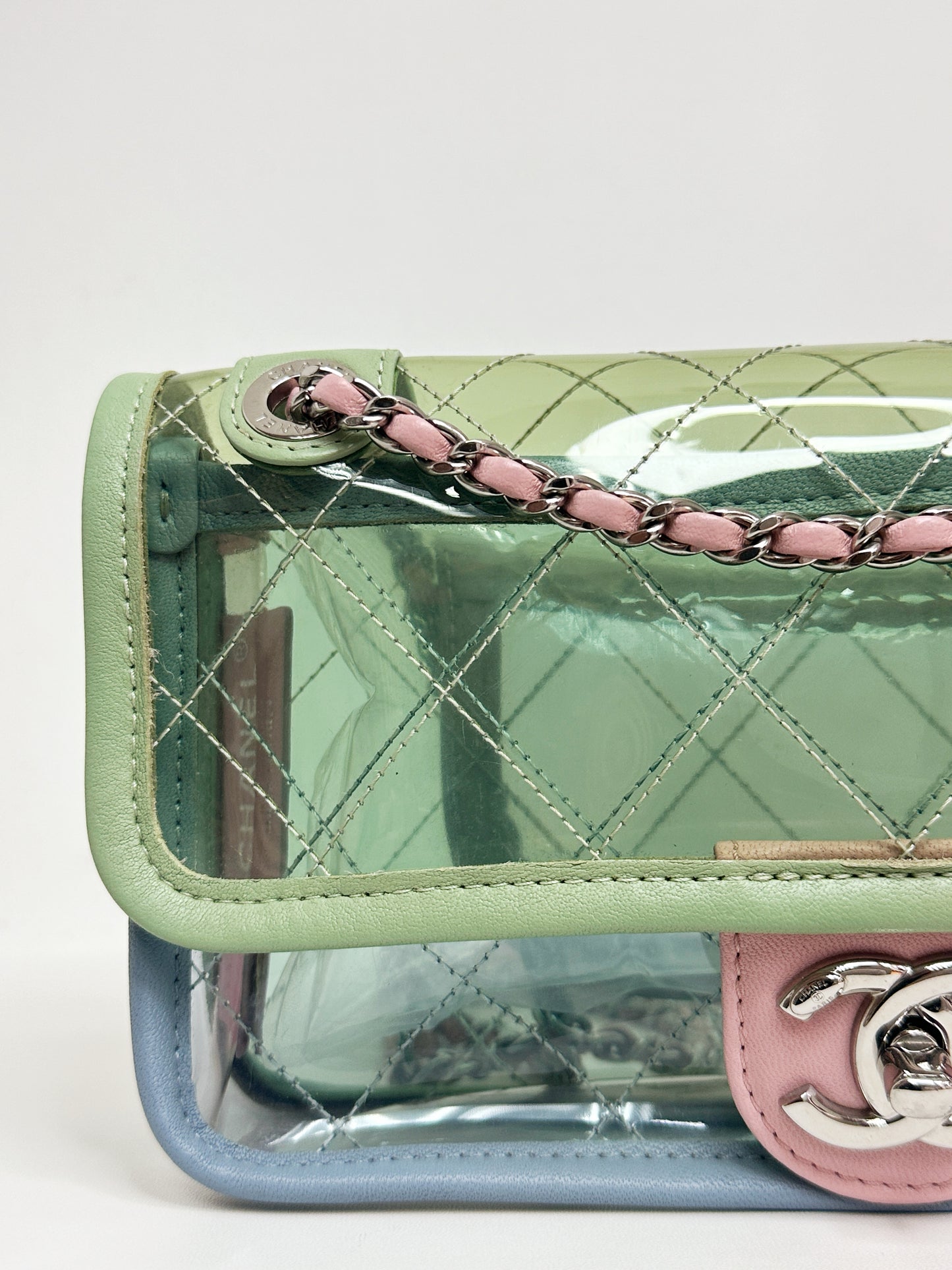 Chanel Coco Splash PVC Mini Flap Bag Green/Blue/Pink 2569 holo