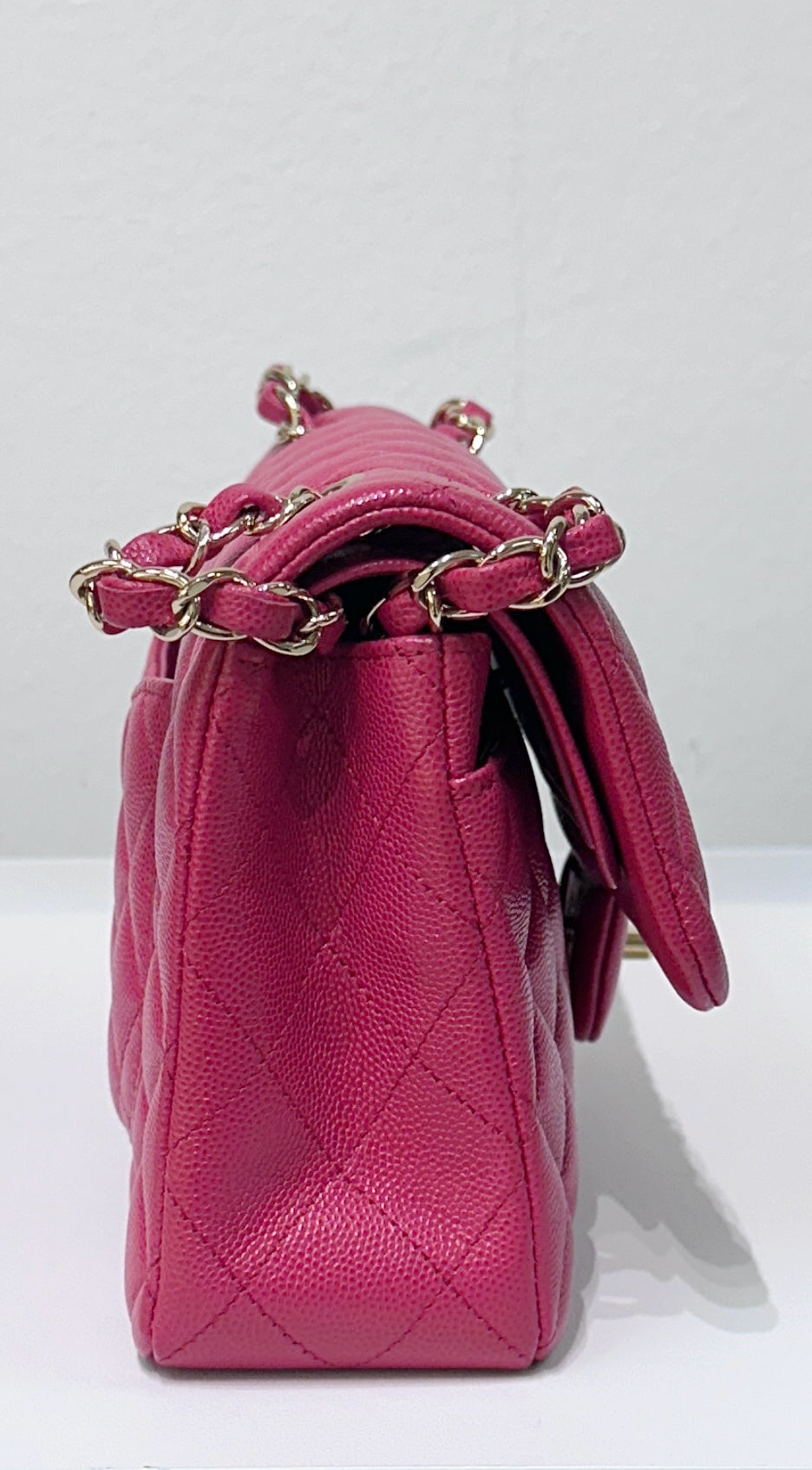 CHANEL Small Classic Double Flap Caviar Quilted Red GHW 