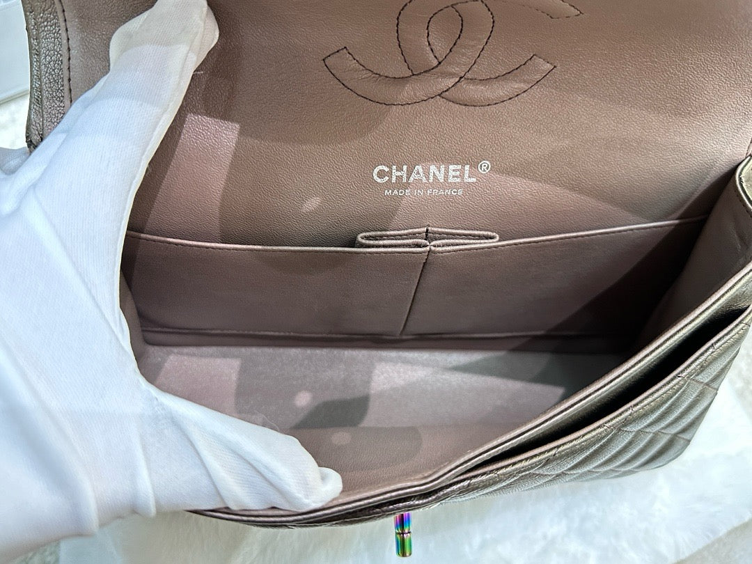CHANEL Classic Bronze Double Flap Iridescent Hardware