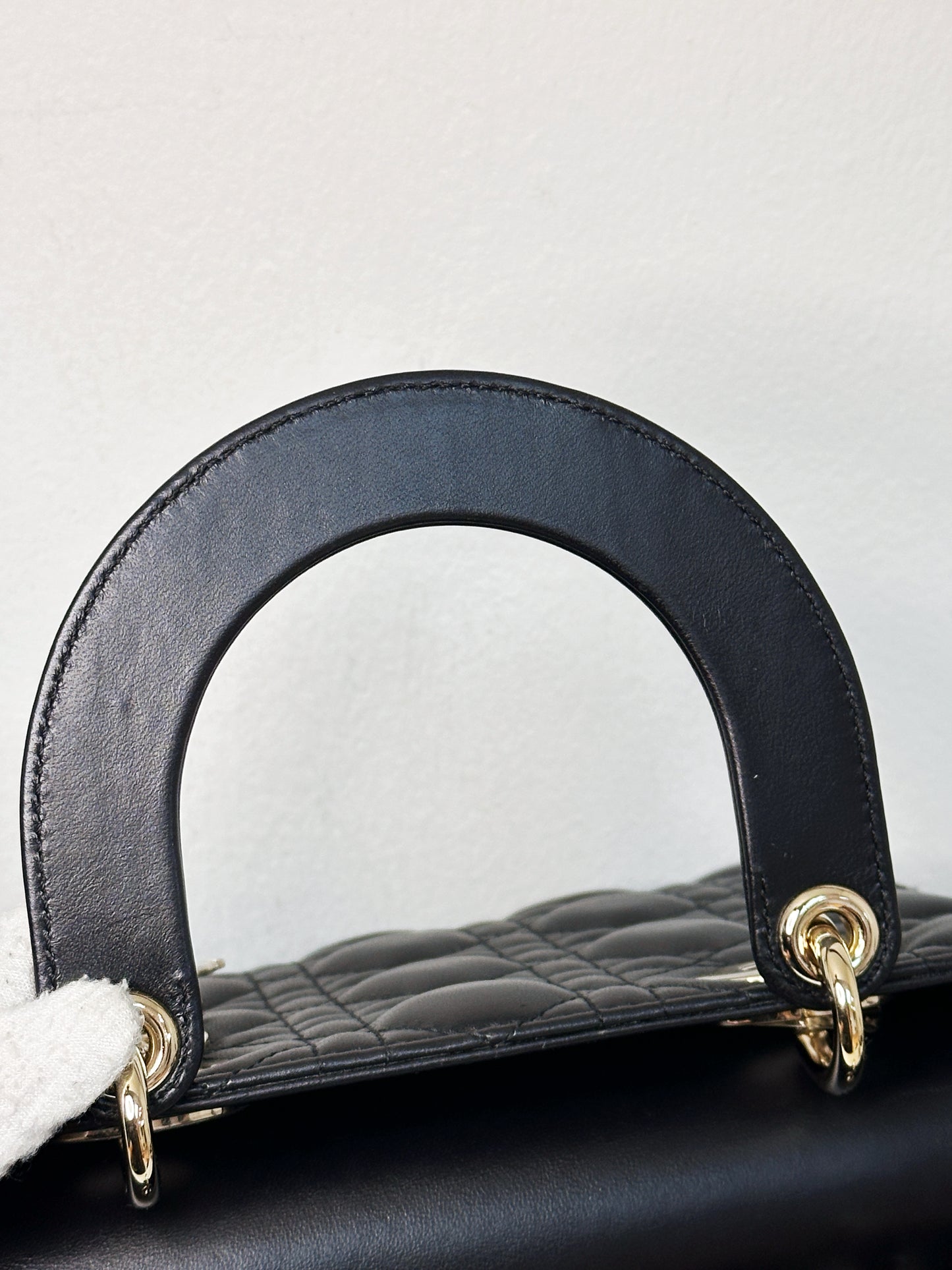 Christian Dior Small Cannage Lambskin My Lady Dior ABC Bag Black GHW