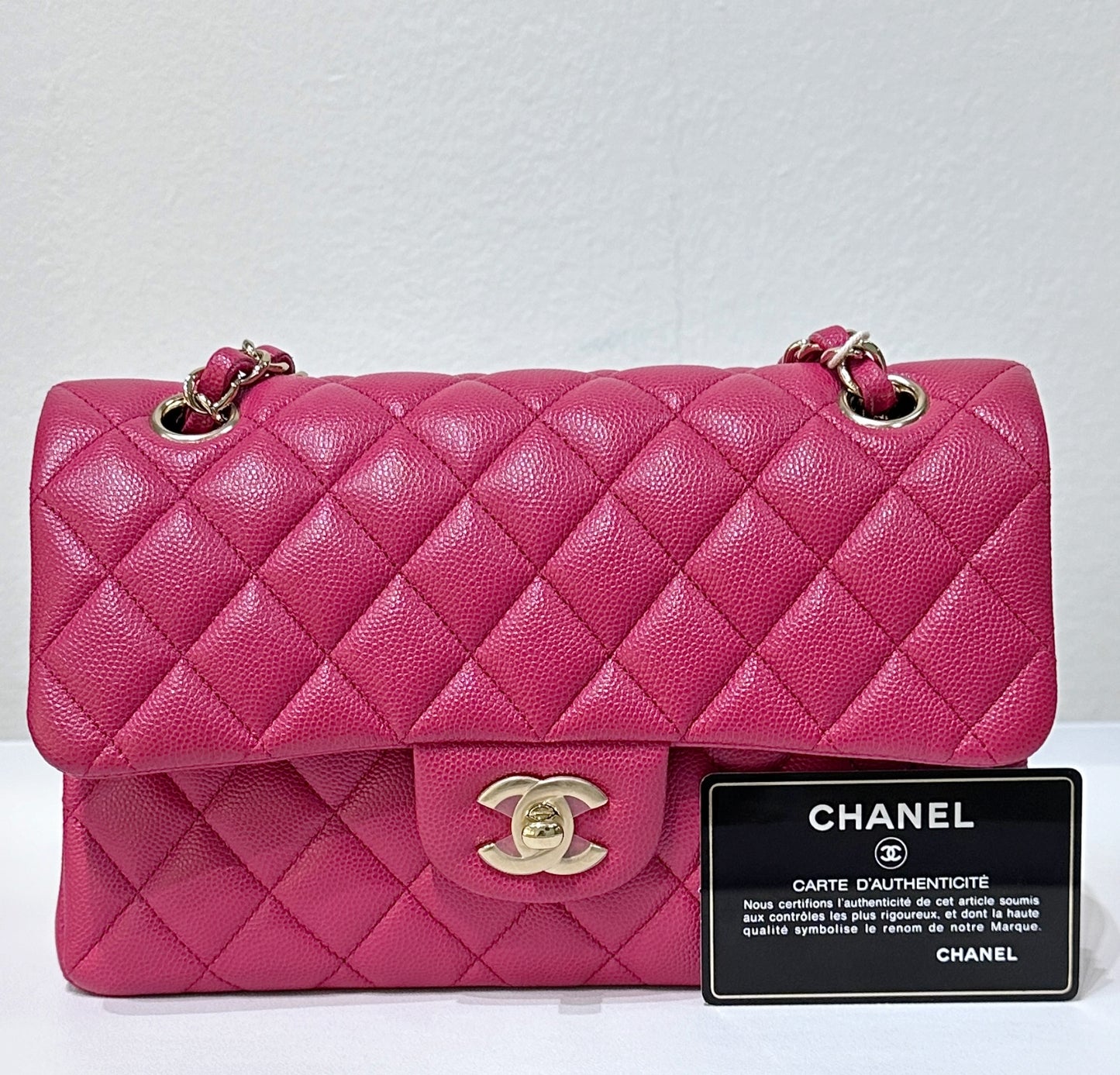 CHANEL Small Classic Double Flap Caviar Quilted Red GHW 