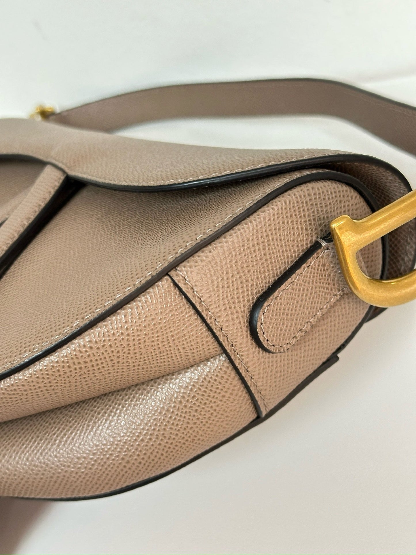 Christian Dior Saddle Bag With Strap Warm Taupe Grained Calfskin 2023 year