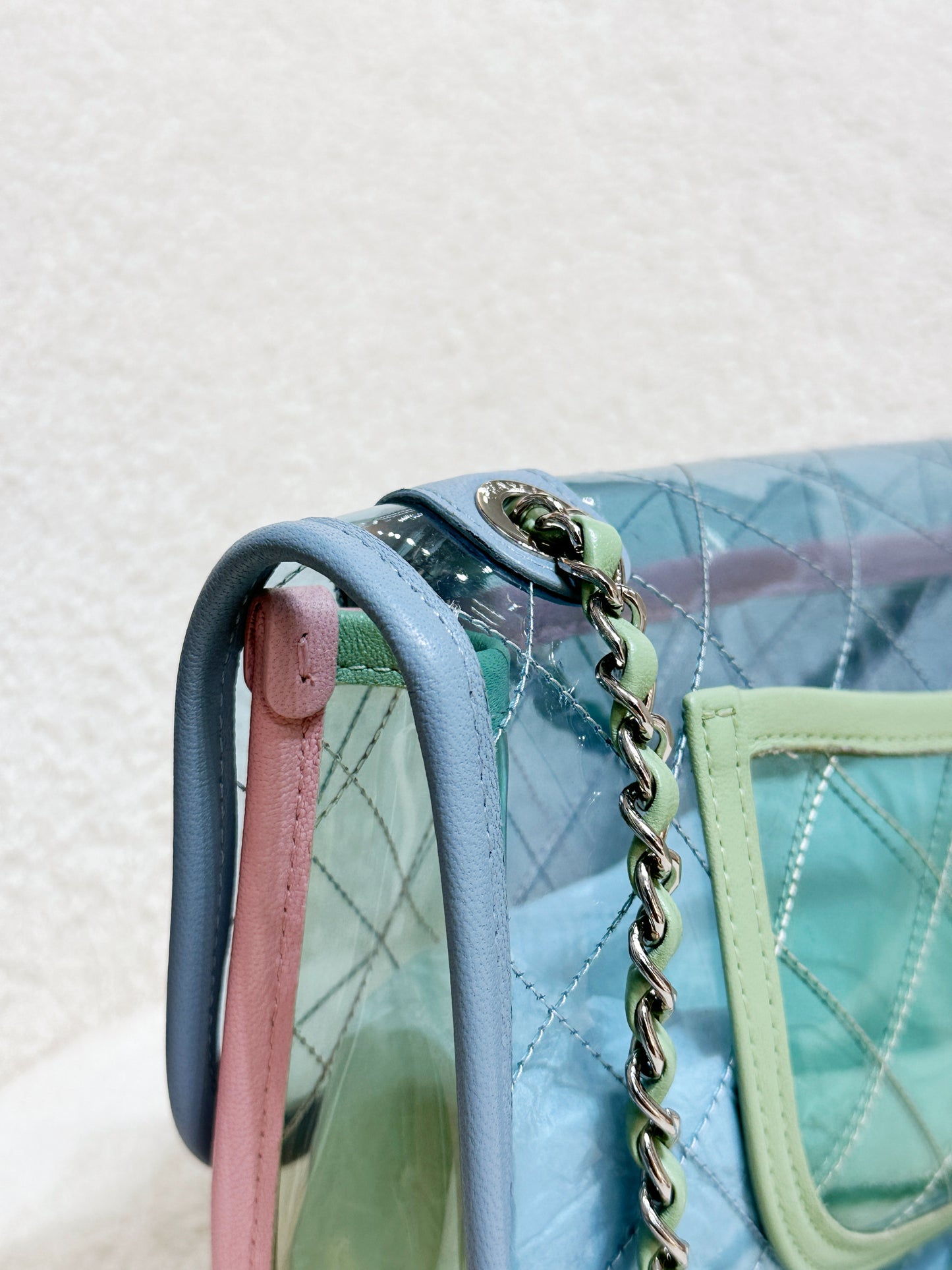 Chanel Coco Splash PVC Medium Flap Bag Blue/Green/Pink 2562 holo