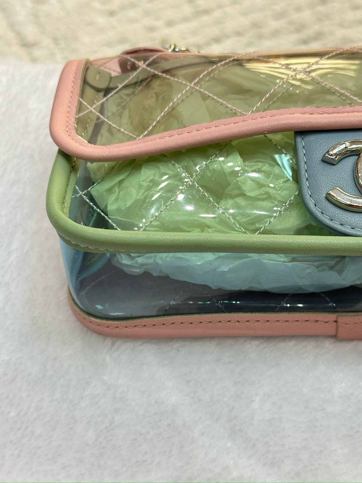 Chanel Mini Coco Splash PVC Flap Bag Pink/Green/Blue SHW