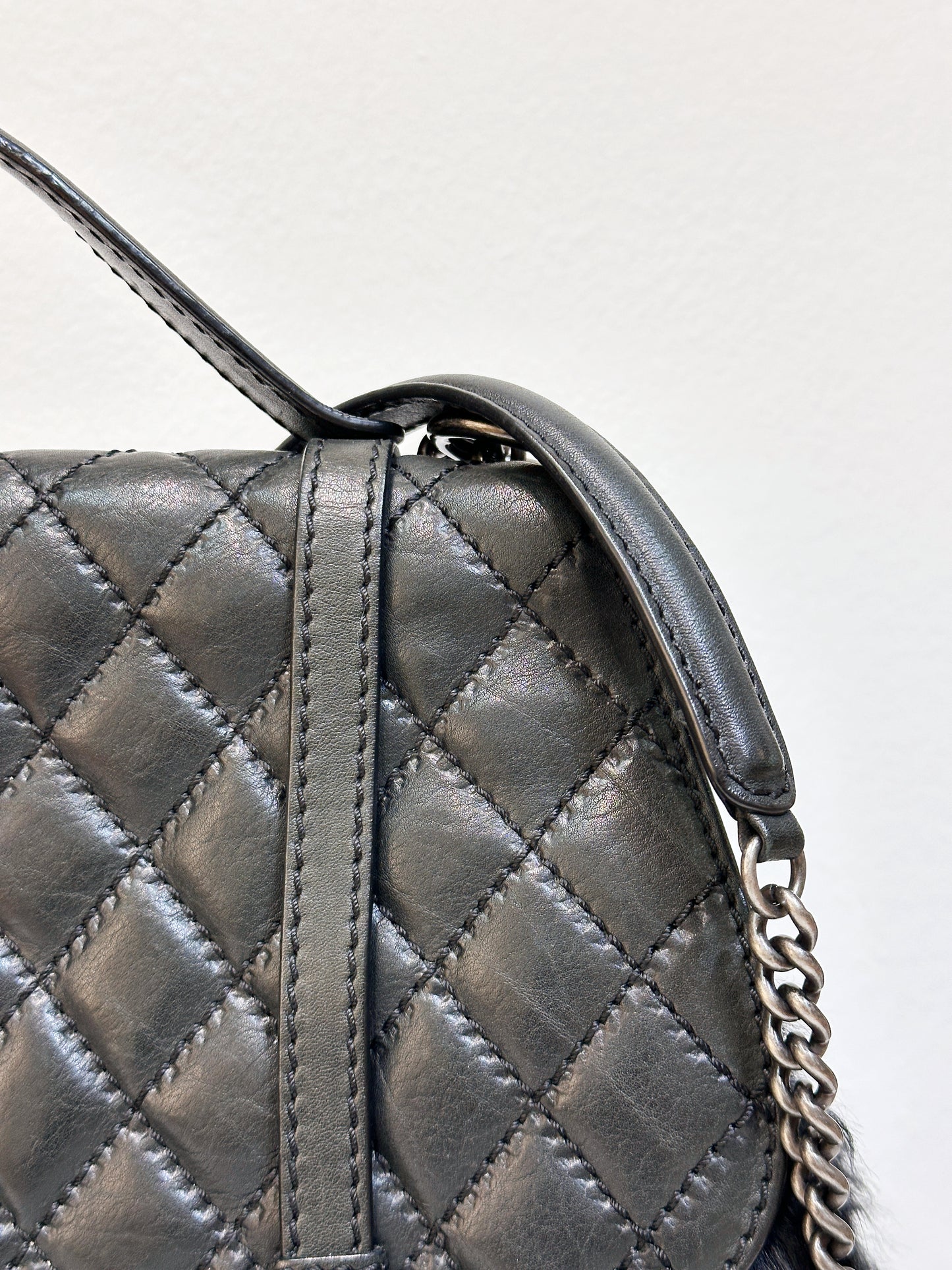 Chanel Paris-Dallas Double Flap Bag Quilted Calfskin and Fur Large