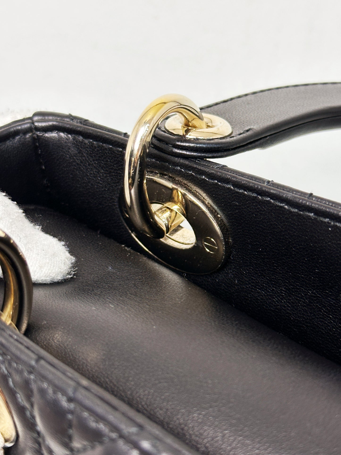 Christian Dior Small Cannage Lambskin My Lady Dior ABC Bag Black GHW
