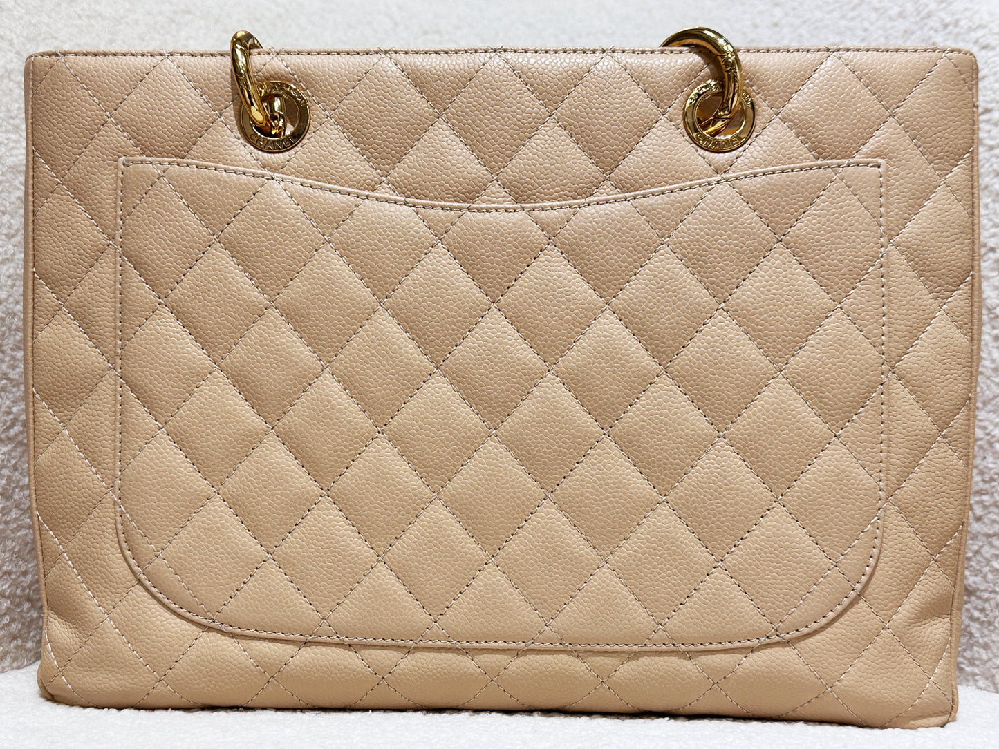 Chanel Caviar Grand Shopping Tote GST Beige GHW 1700 holo card