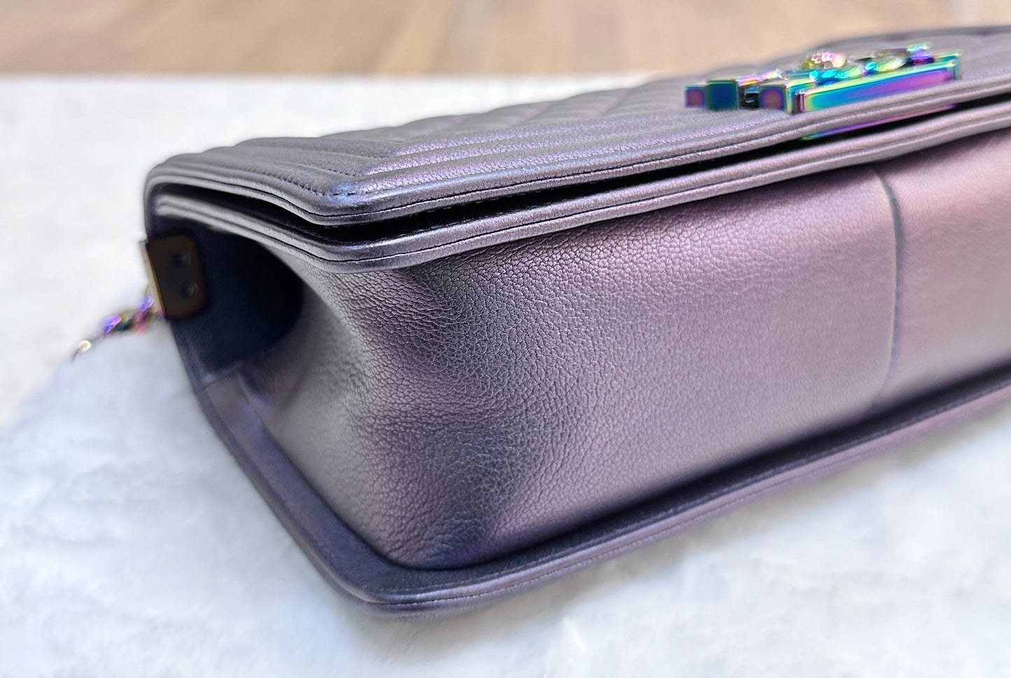 Chanel LeBoy Bag Old Medium Calfskin Purple
