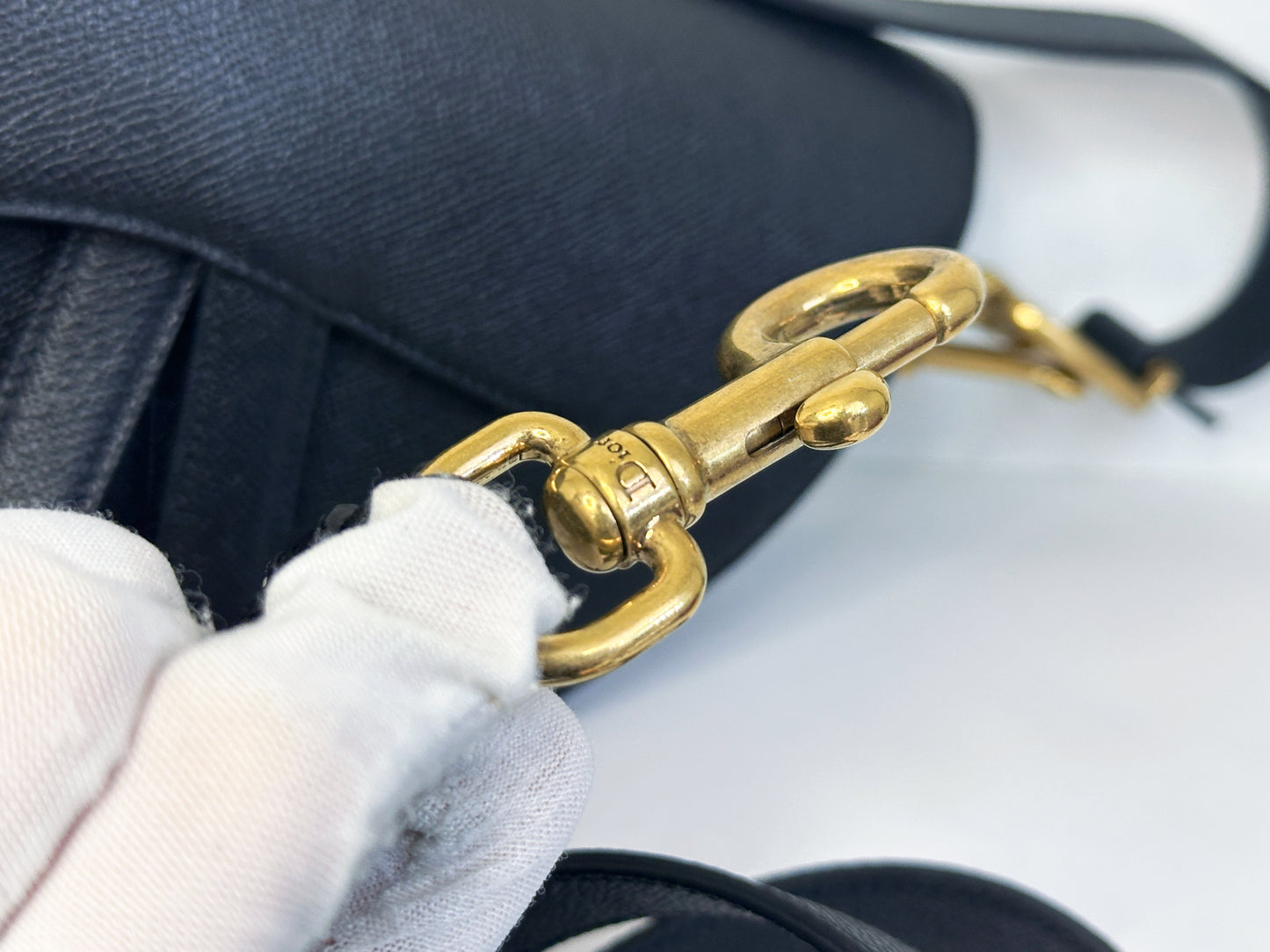 Christian Dior Saddle Bag with Strap Golden Saddle Black Calfskin 2022 year