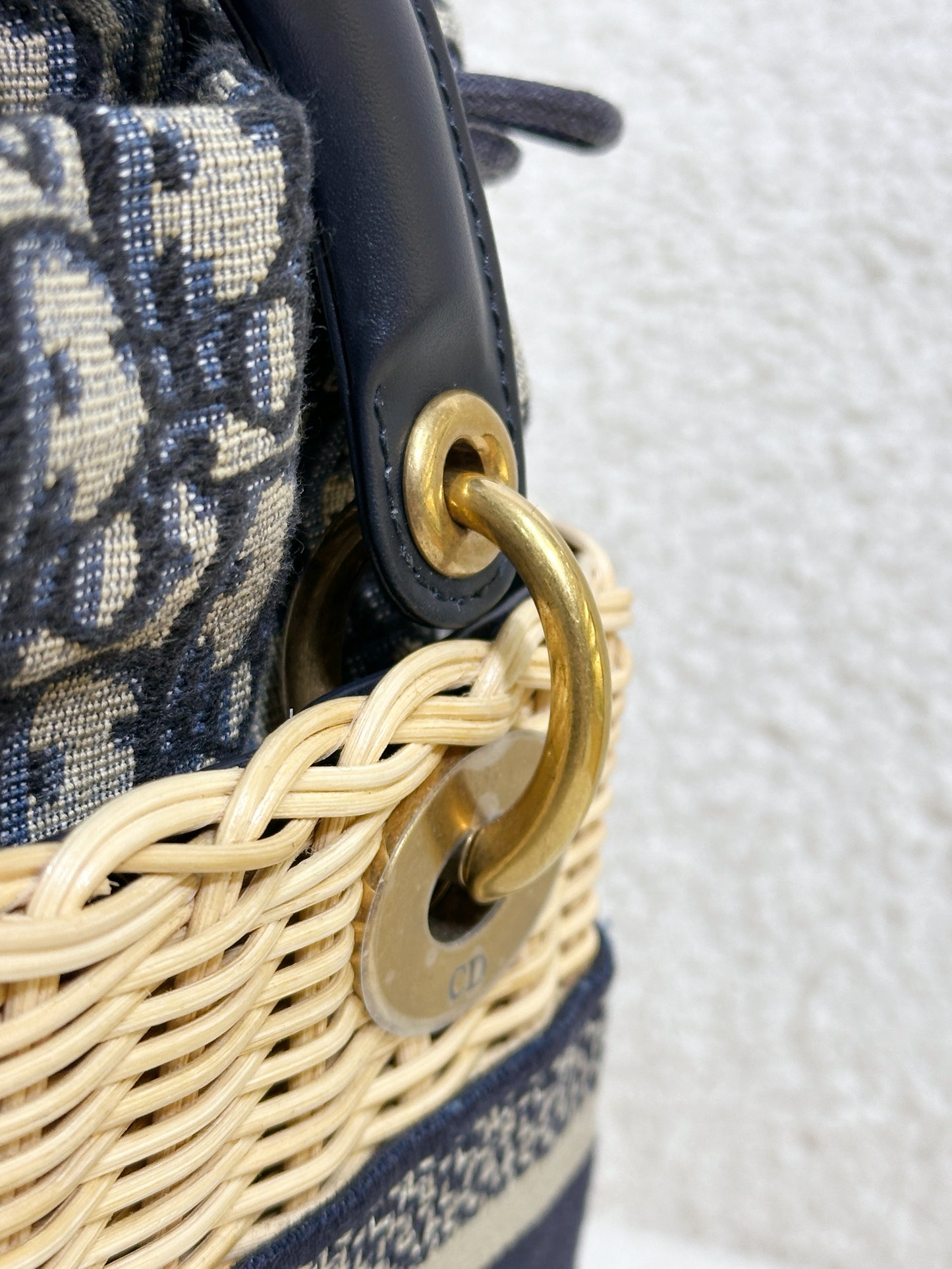 Christian Dior Bicolor Wicker Jacquard Mini Lady Dior Bag