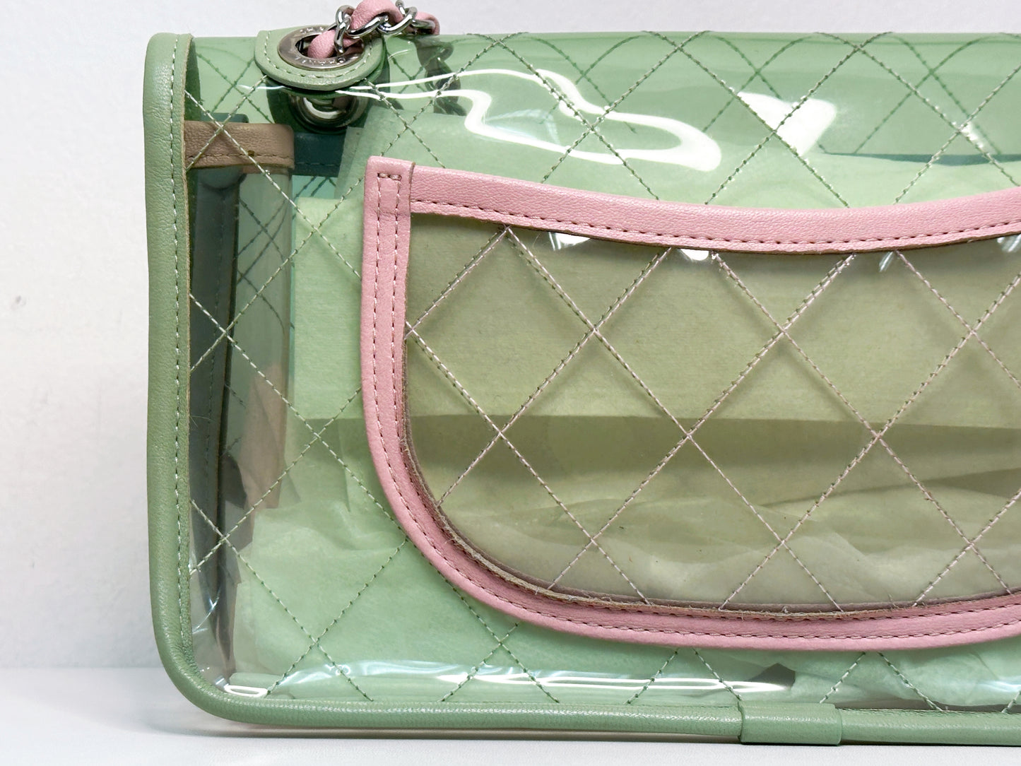 Chanel Coco Splash PVC Medium Flap Bag Green/Blue/Pink 254975 holo