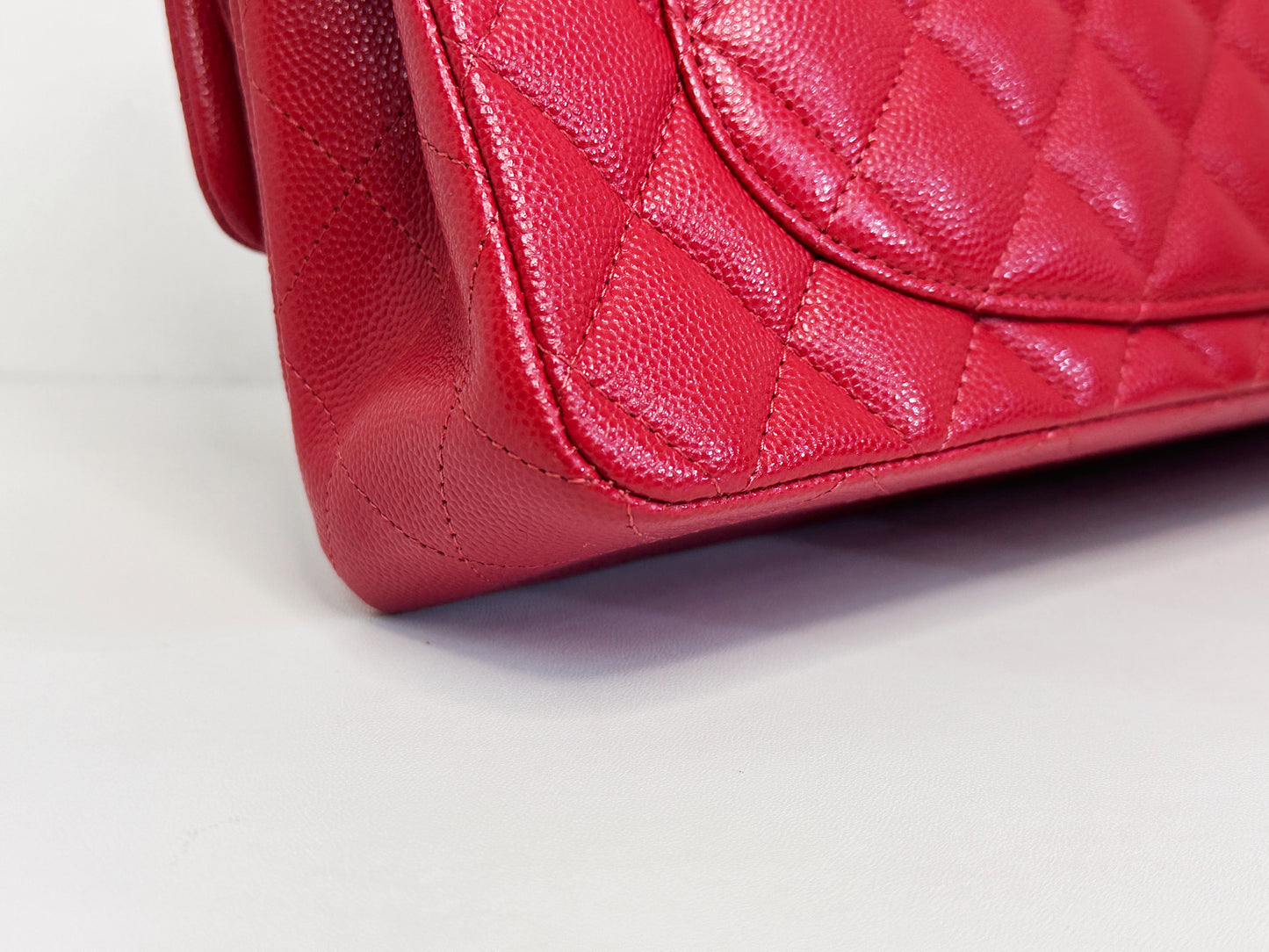Chanel 19B Small Quilted Caviar Classic Double Flap Bag Red 2851 holo card