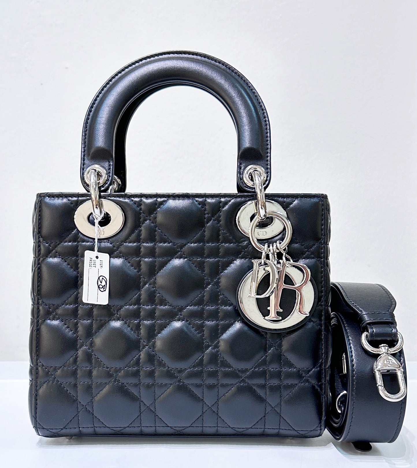 CHRISTIAN DIOR Lambskin Cannage Small My ABCDior Lady Dior Black SHW