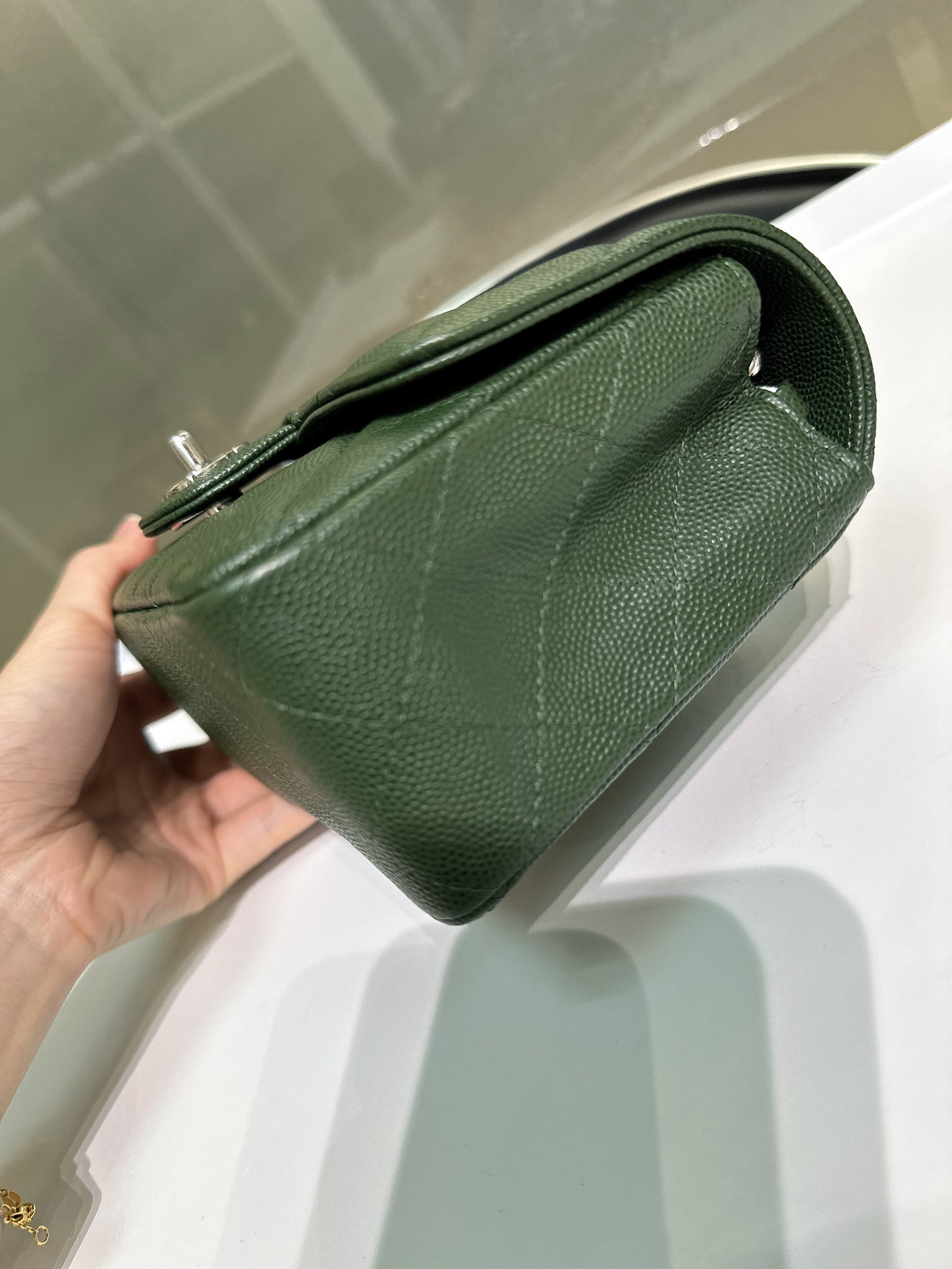 Chanel Mini Rectangular Classic Flap Bag Green