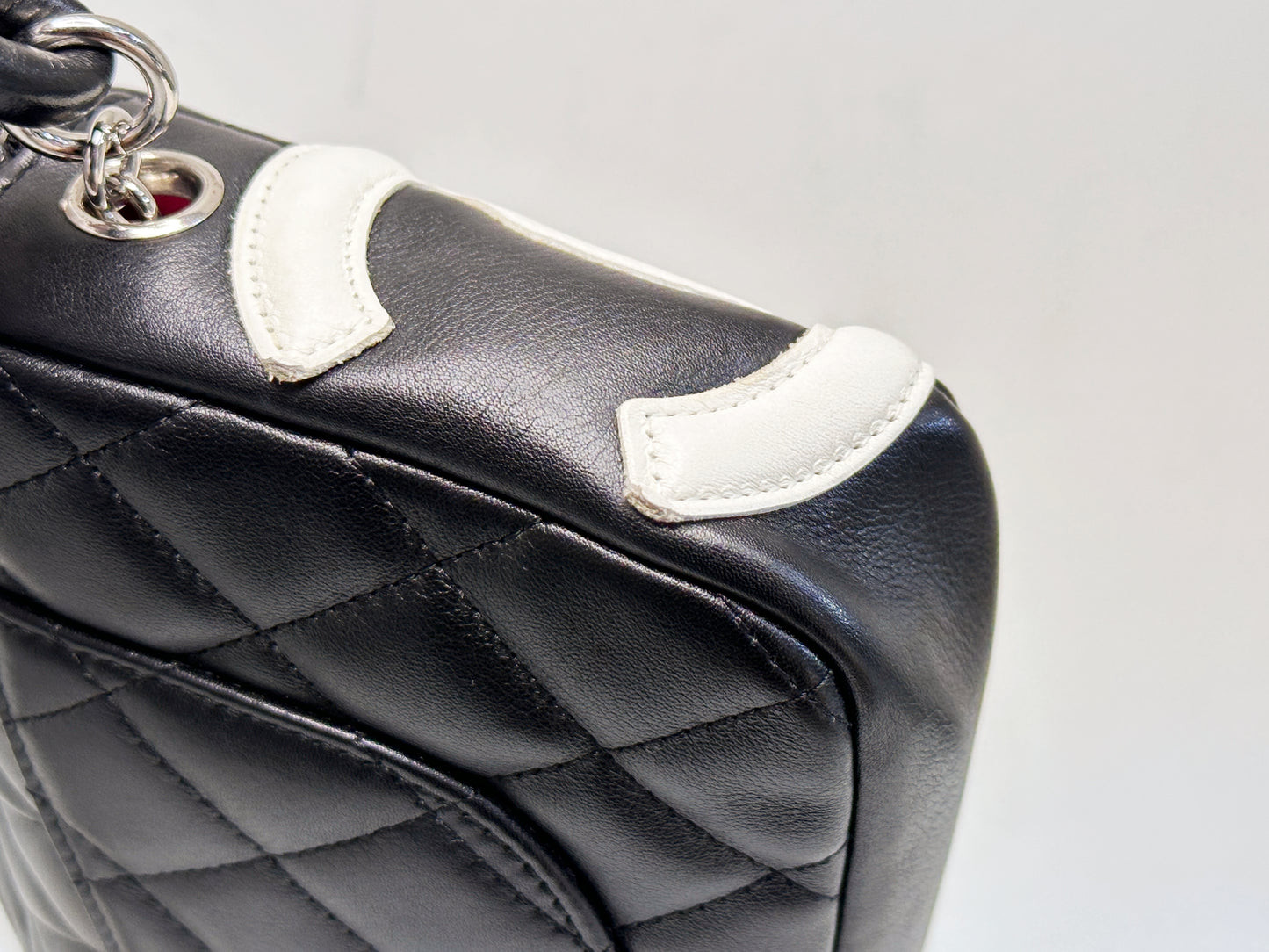 Chanel Calfskin Quilted Cambon Pochette Black White 92 holo card