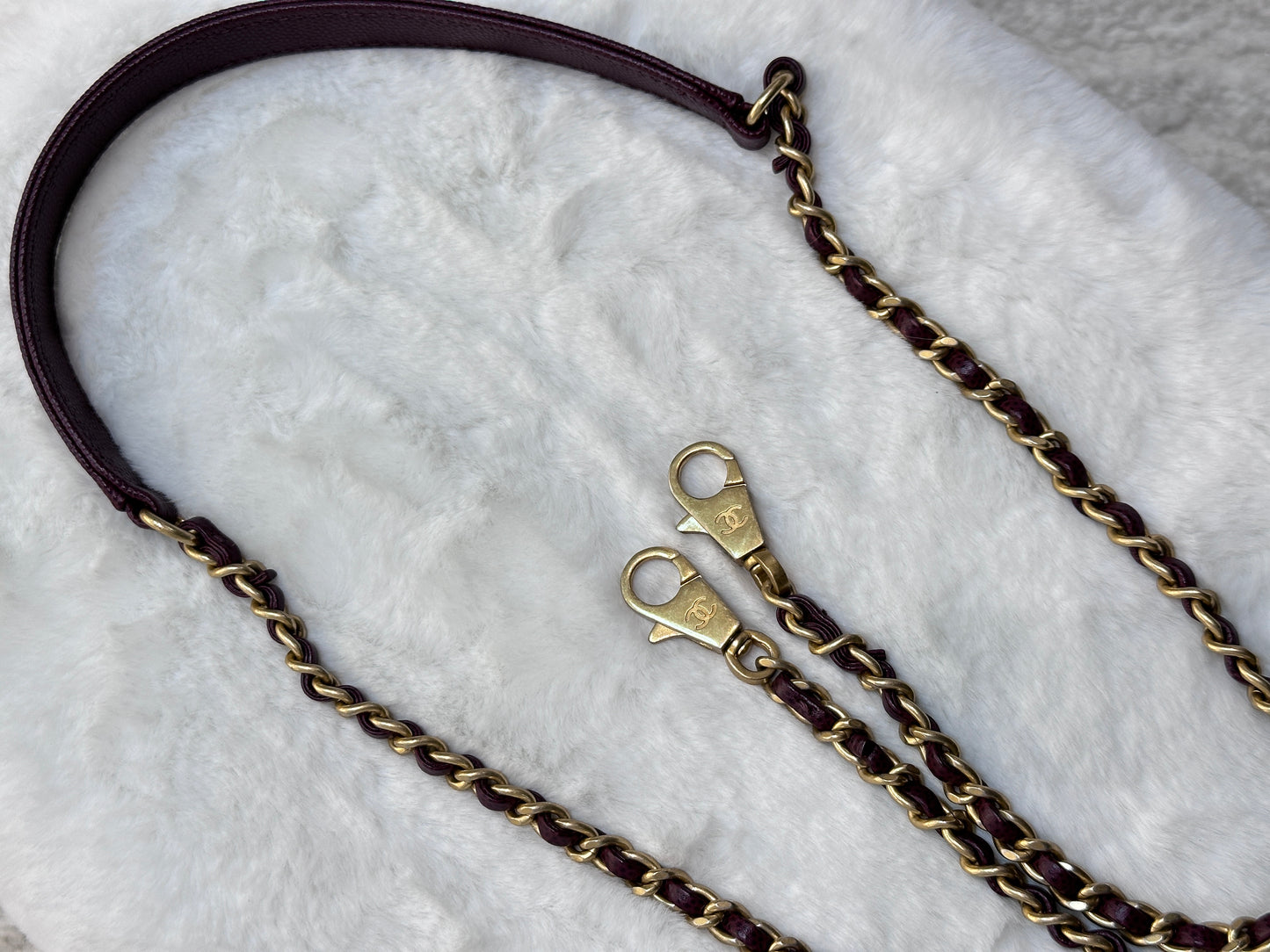 Chanel Small Coco Handle Elaphe Leather Handle Burgundy