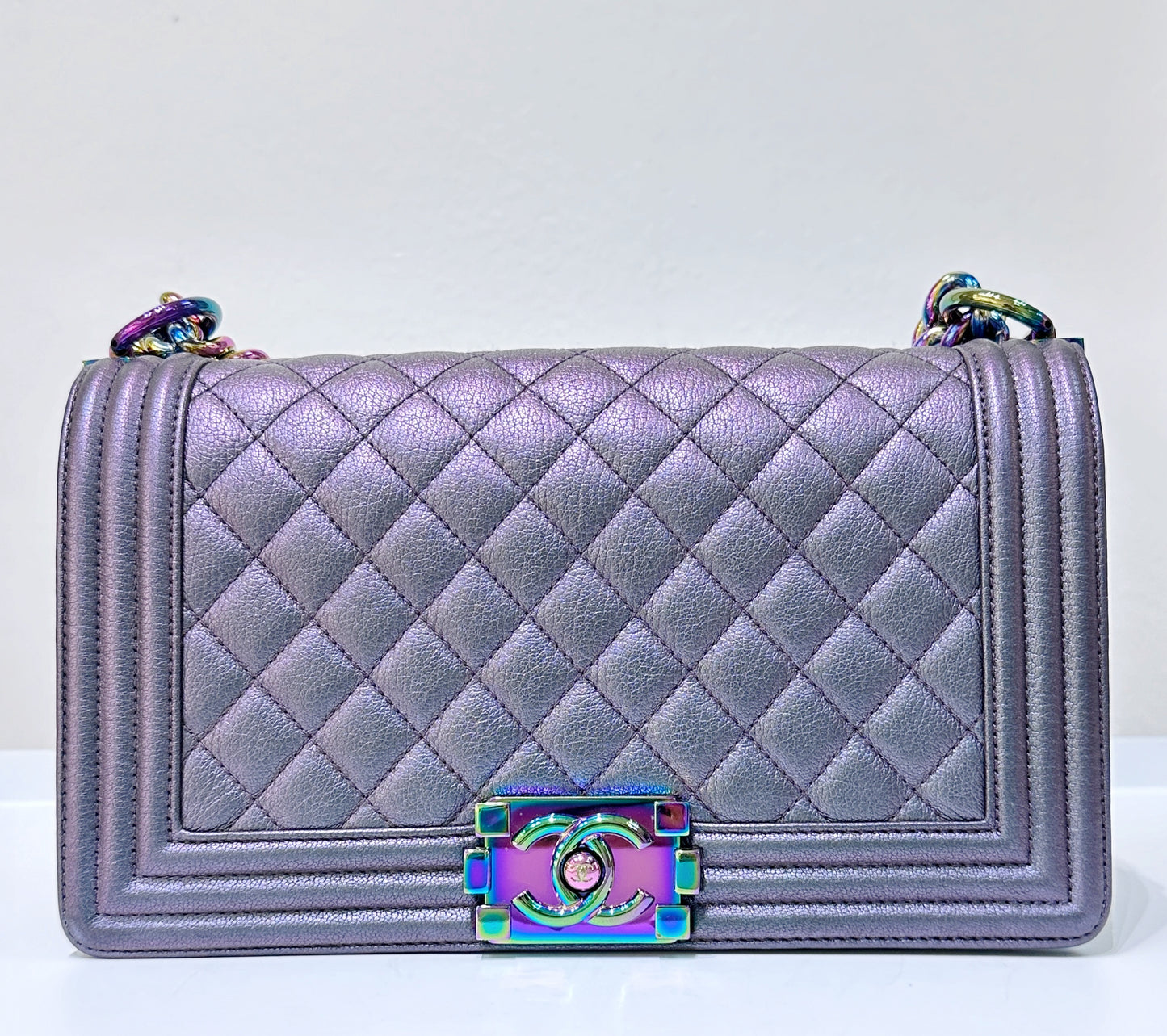 Chanel LeBoy Bag Old Medium Calfskin Purple