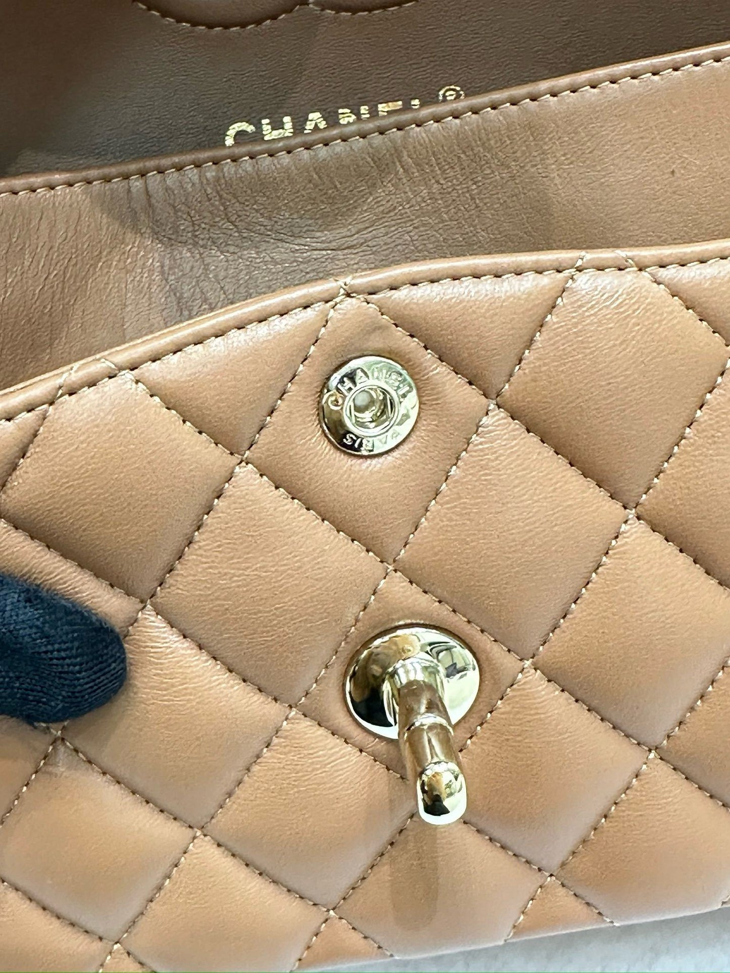 Chanel Small Lambskin Classic Double Flap Bag Dark Beige LGHW