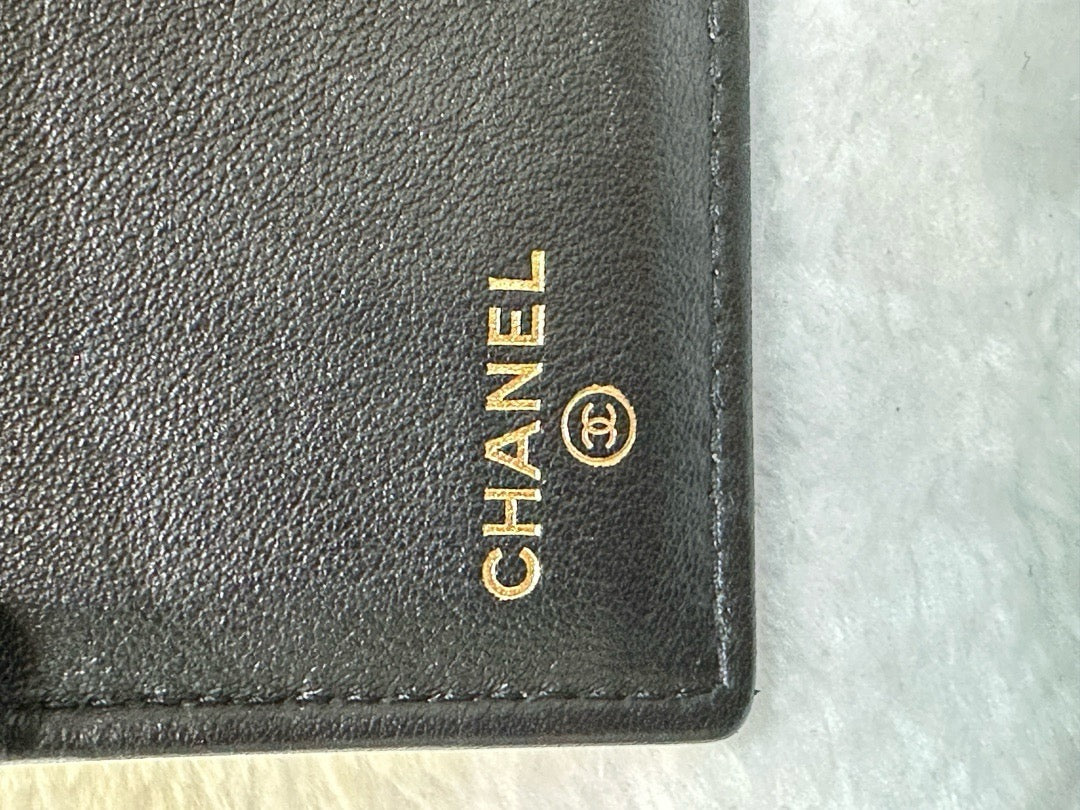 Chanel Metallic Calfskin Crocodile Embossed Cocodile Compact Flap Wallet Gold GHW