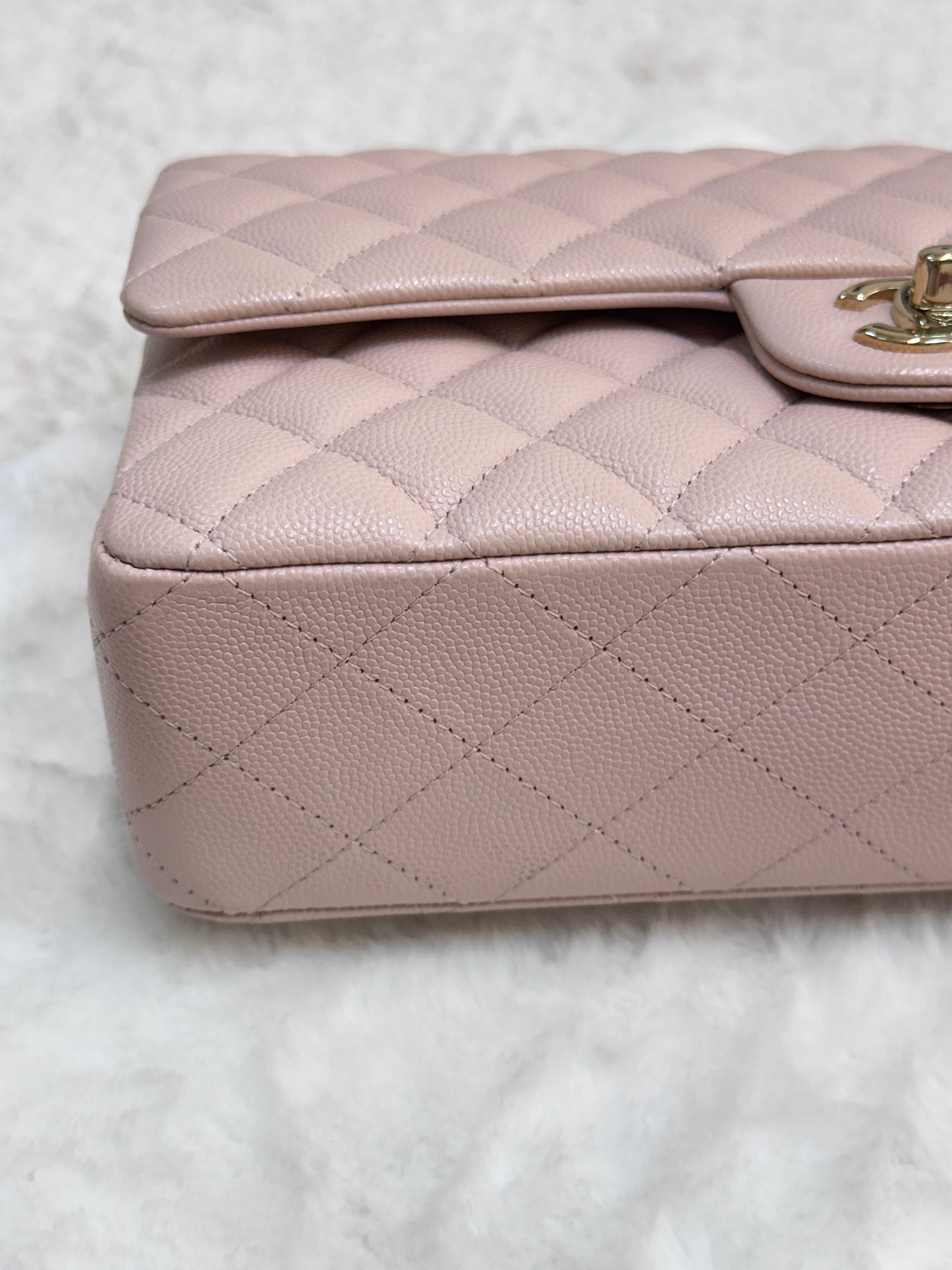 Chanel Medium Caviar Quilted Double Flap Light Pink 21C