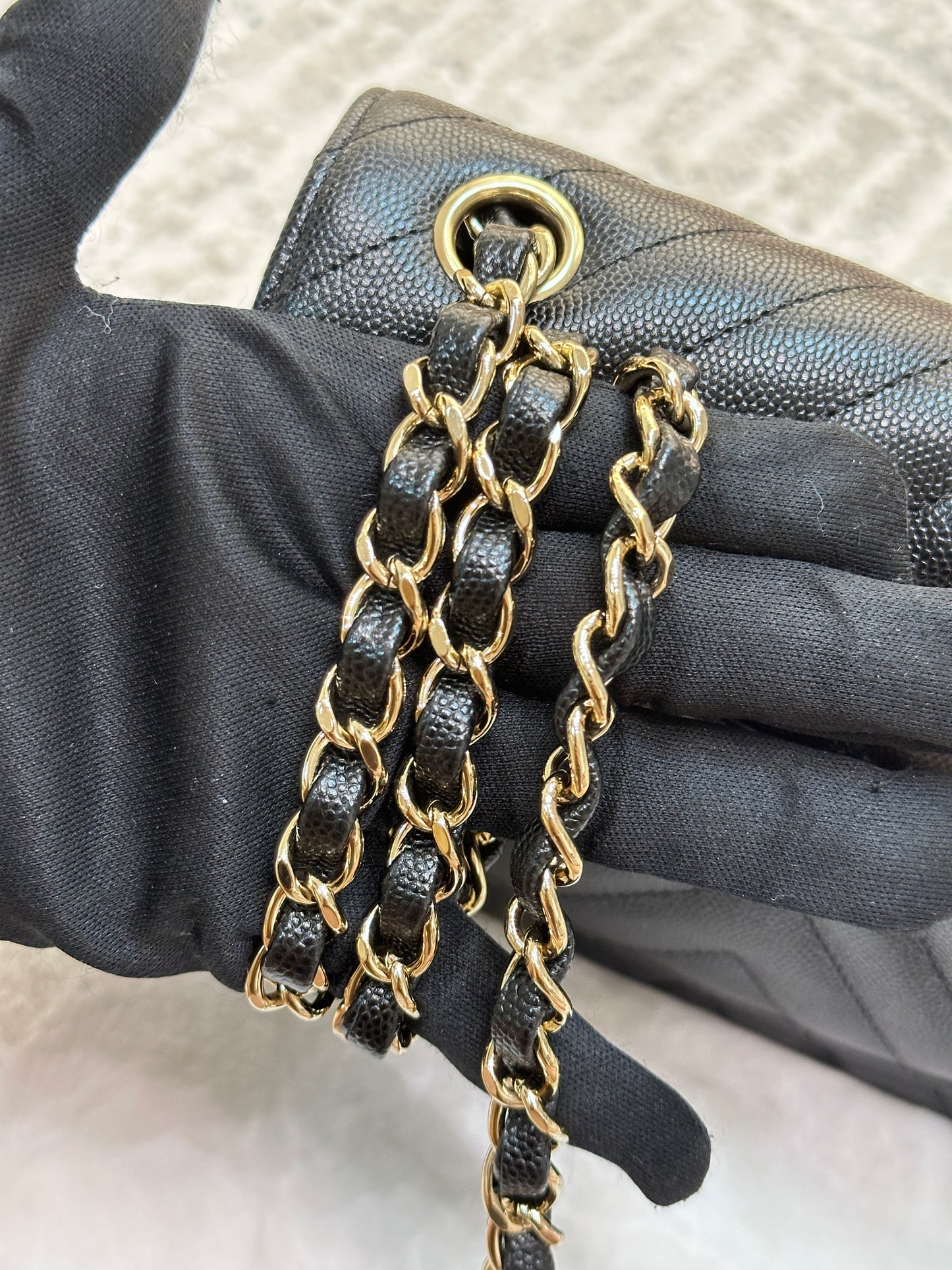 Chanel Mini Flap Bag Chevron Caviar Black GHW