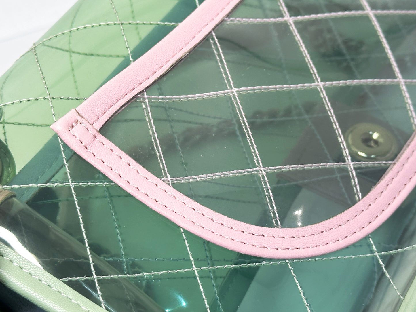 Chanel Coco Splash PVC Medium Flap Bag Green/Blue/Pink 2549 holo card