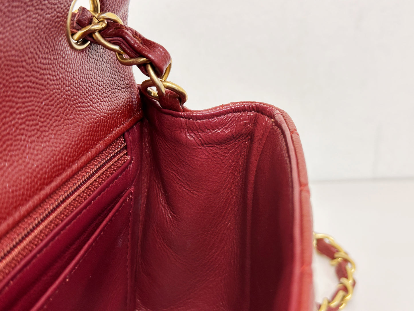 Chanel 18C Timeless Classic Caviar Mini Rectangular Flap Iridescent Maroon 2515 holo card