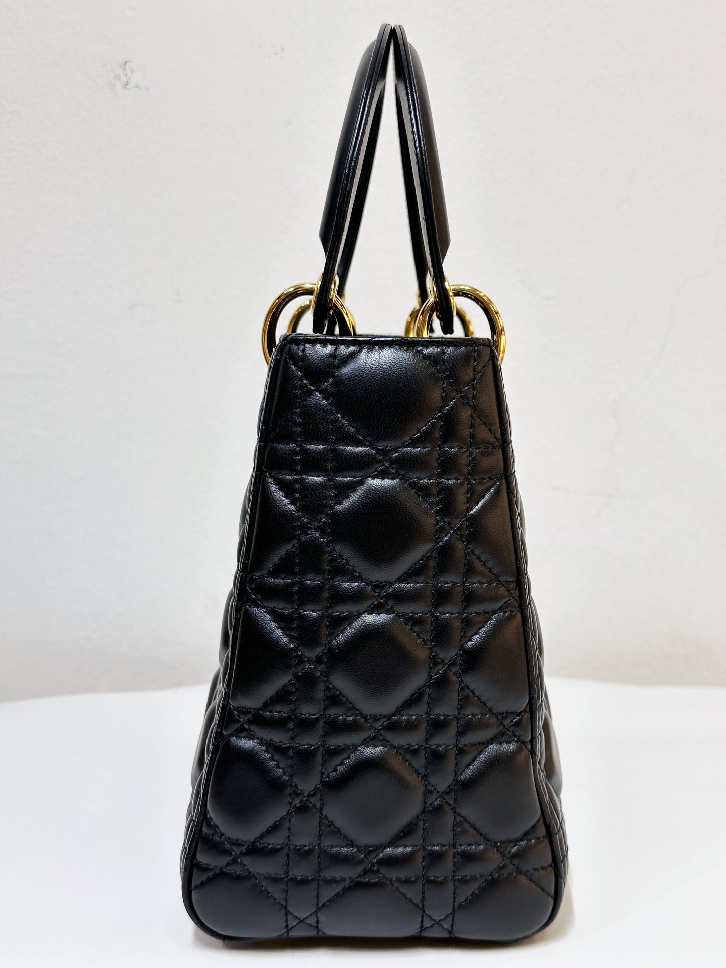Christian Dior Medium Cannage Lambskin Lady Dior Bag Black GHW