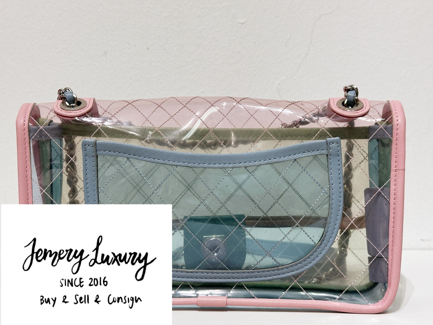 Chanel Coco Splash PVC Medium Flap Bag Pink/Green/Blue 25499 holo