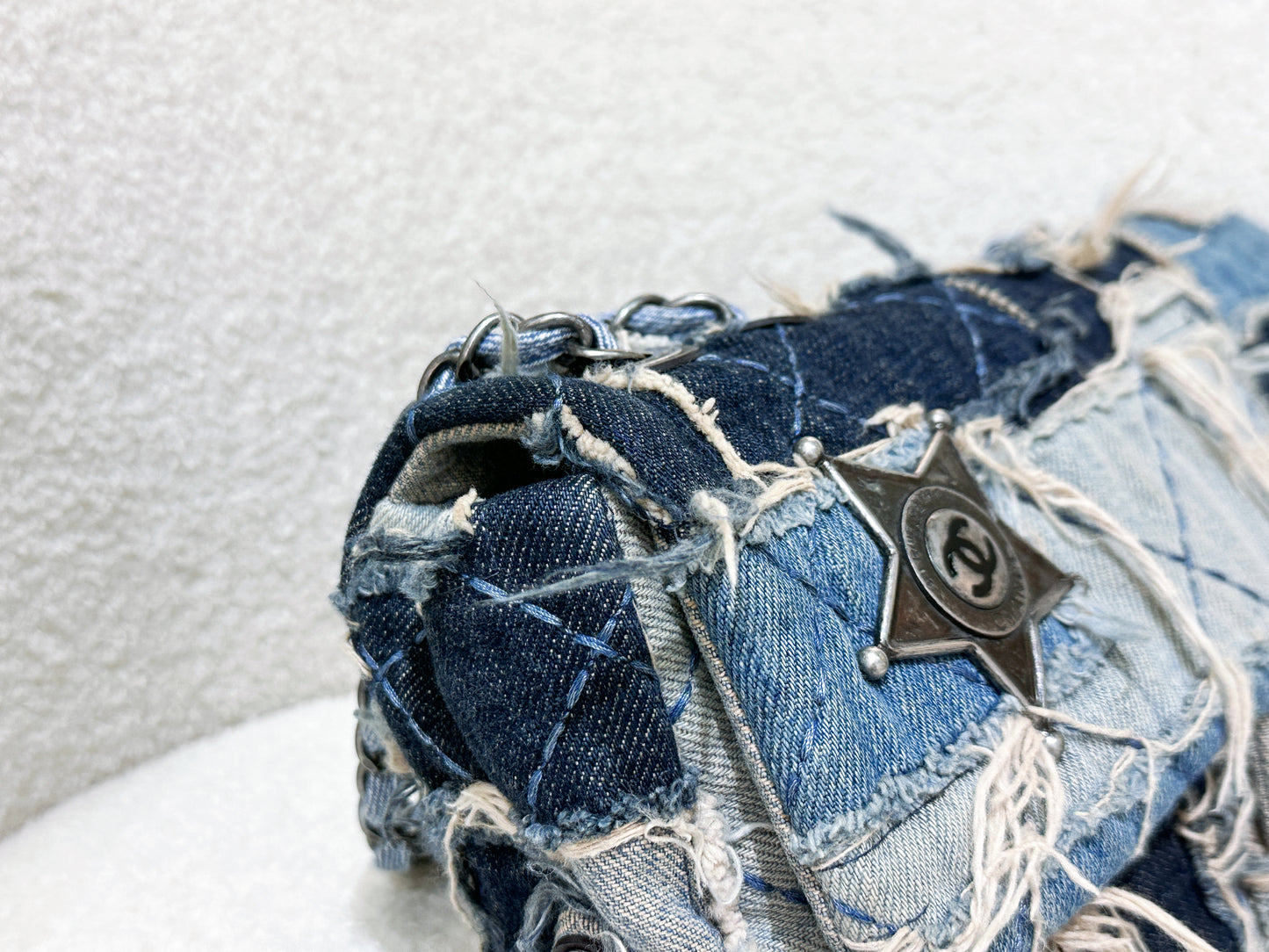 Chanel Blue Denim Paris Dallas Flap Bag Aged Silver Hardware, 2014