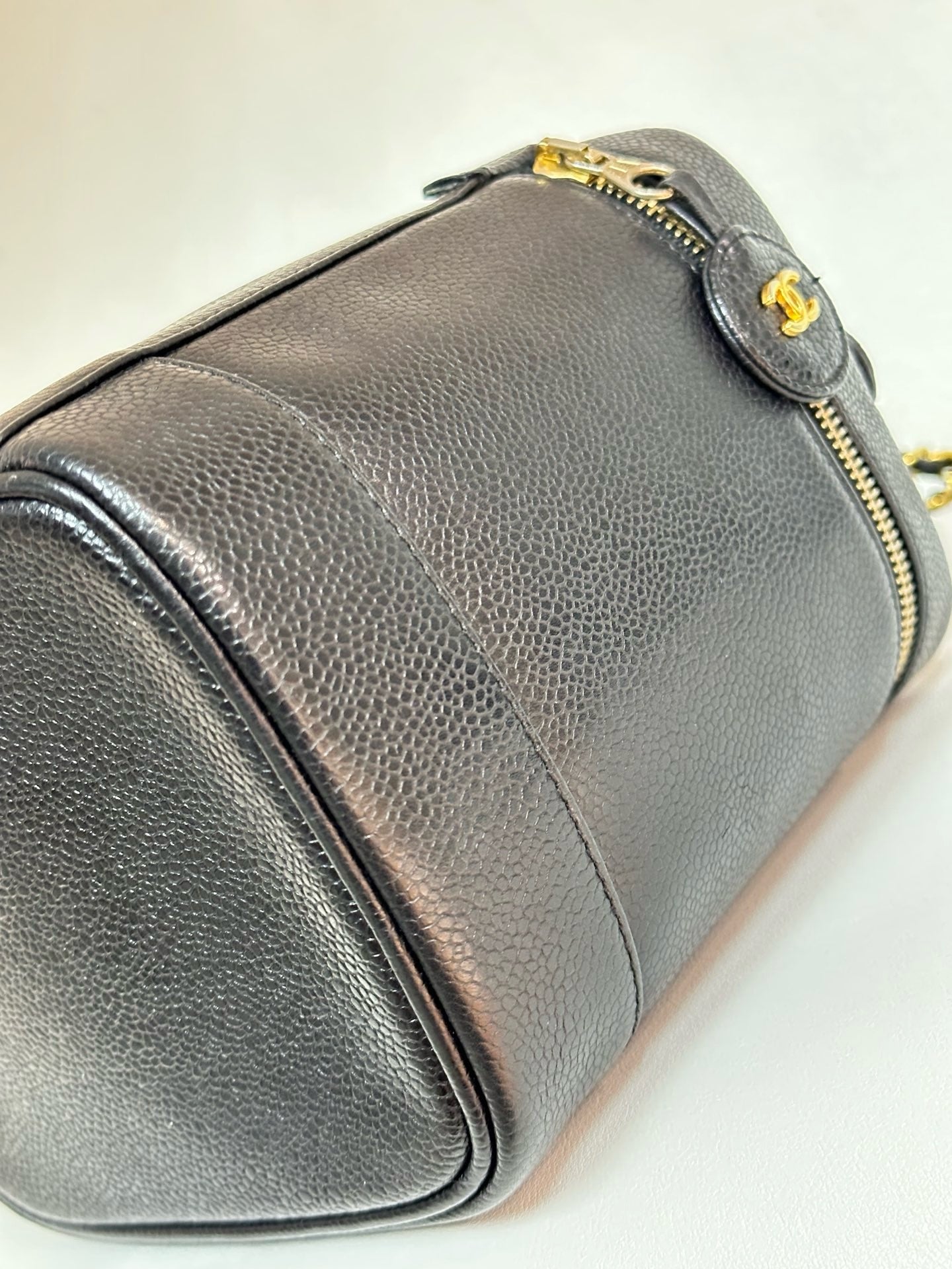 Chanel Vintage Vanity Case Black Caviar GHW 2 holo card