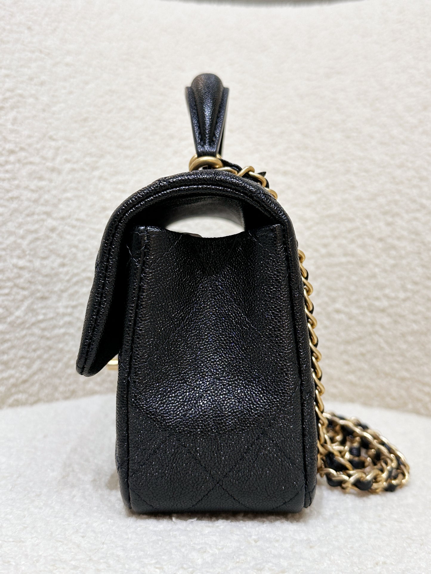 Chanel Mini Rectangular Top Handle Flap Bag Black Caviar GHW 3126 holo card